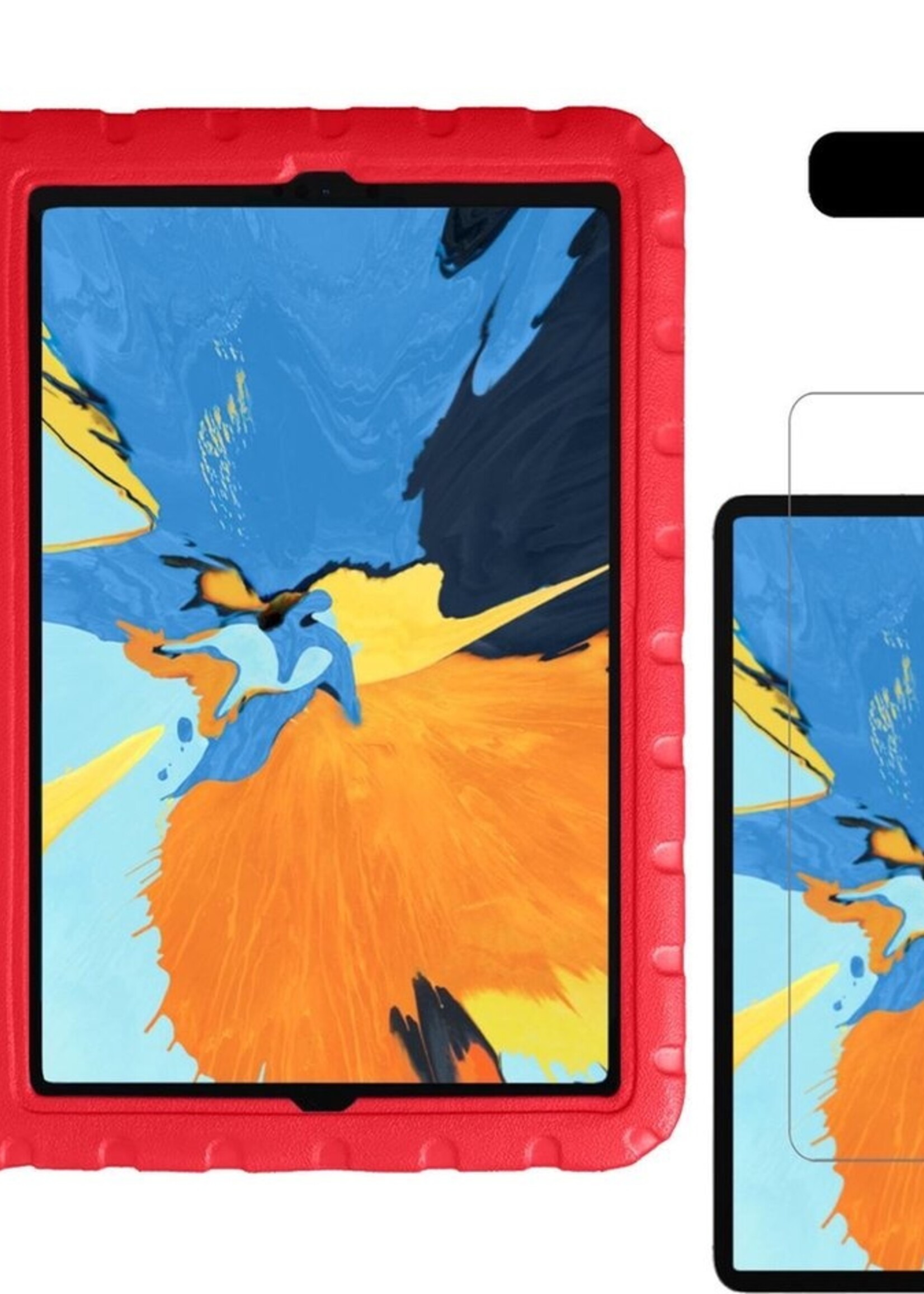 LUQ Hoes Geschikt voor iPad Pro 2020 (11 inch) Hoes Kinder Hoesje Kids Case Kinderhoes Shockproof Met Screenprotector - Hoesje Geschikt voor iPad Pro 11 inch (2020) Hoesje Kidscase - Rood