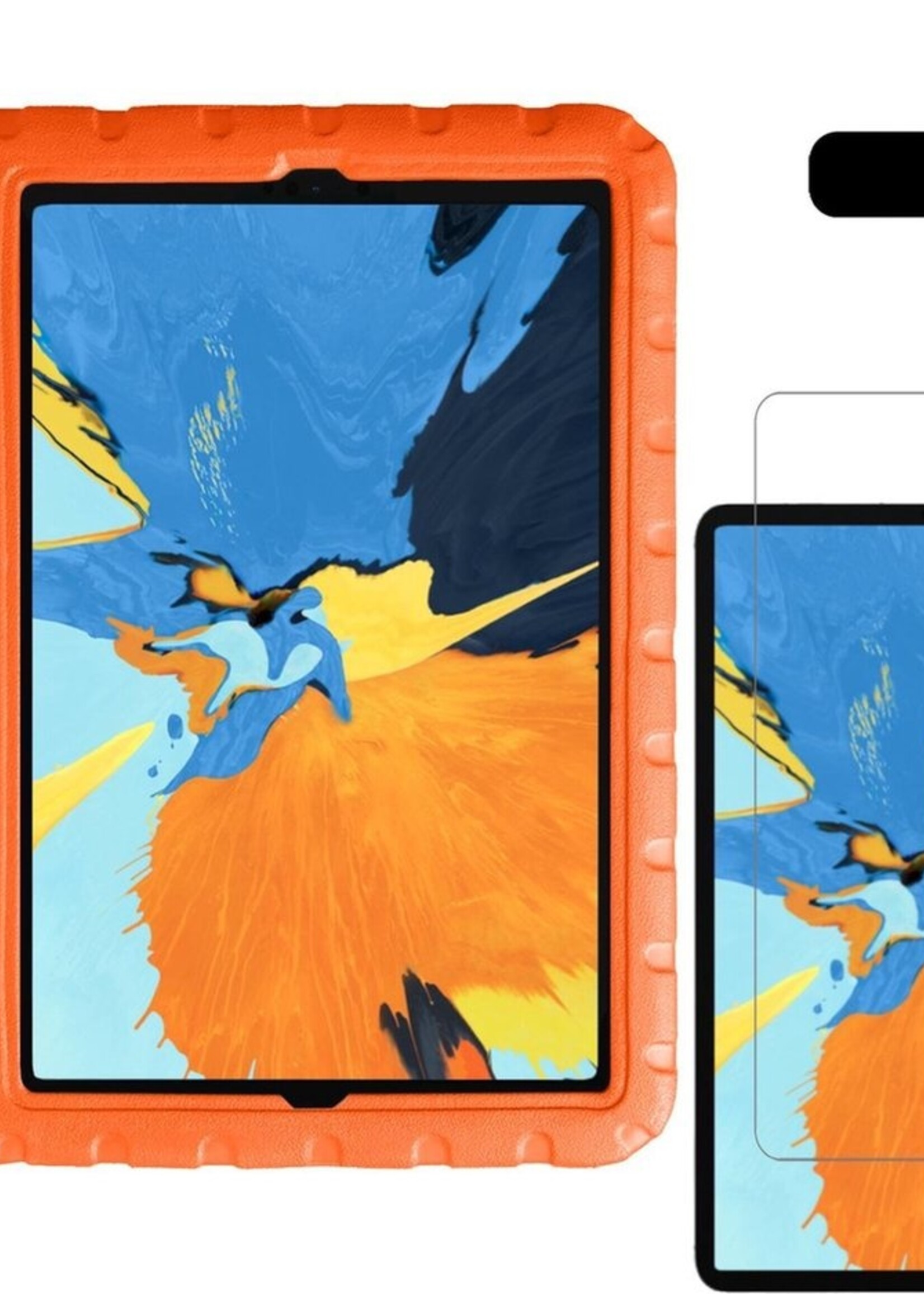LUQ Hoes Geschikt voor iPad Pro 2020 (11 inch) Hoes Kinder Hoesje Kids Case Kinderhoes Shockproof Met 2x Screenprotector - Hoesje Geschikt voor iPad Pro 11 inch (2020) Hoesje Kidscase - Oranje
