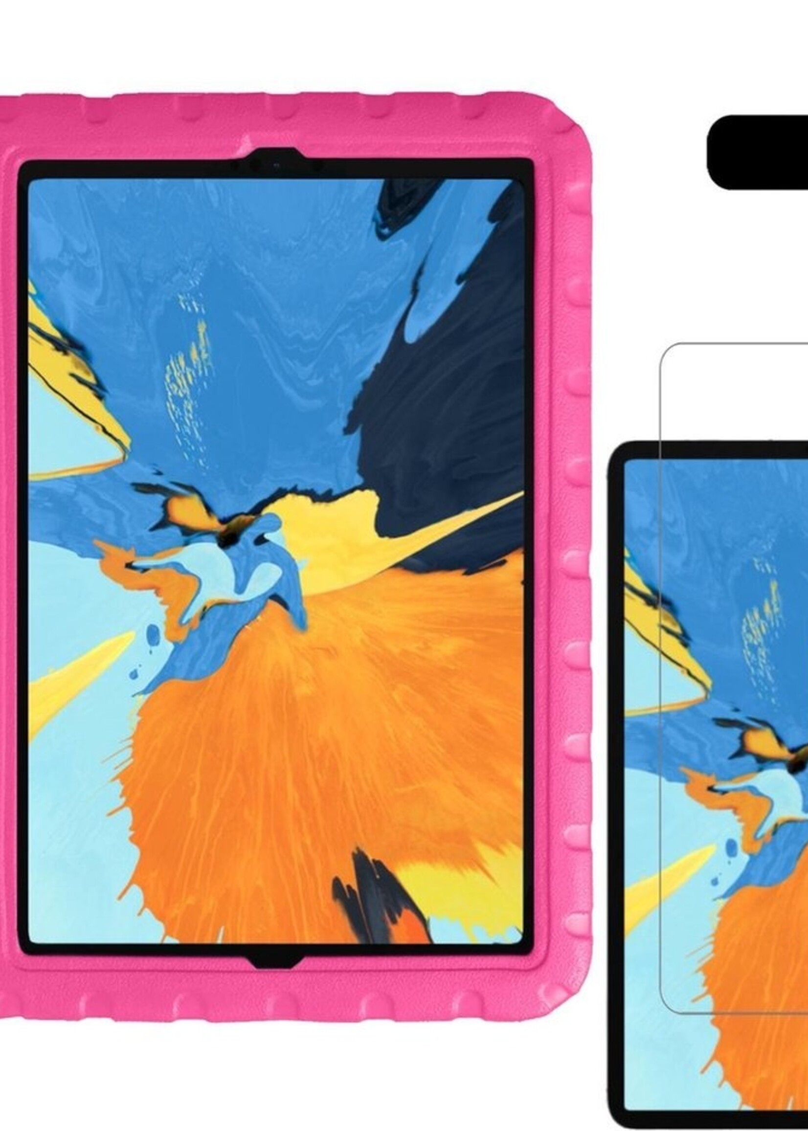 LUQ Hoes Geschikt voor iPad Pro 2020 (11 inch) Hoes Kinder Hoesje Kids Case Kinderhoes Shockproof Met 2x Screenprotector - Hoesje Geschikt voor iPad Pro 11 inch (2020) Hoesje Kidscase - Roze