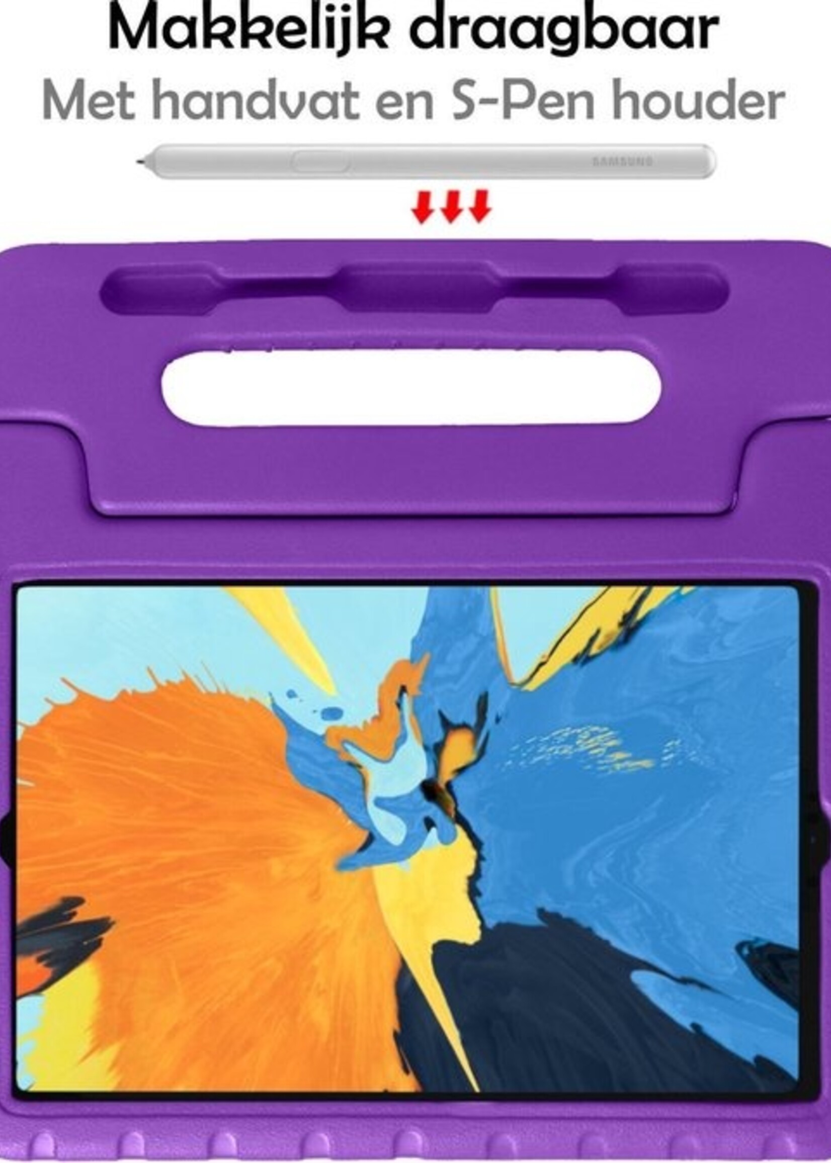 LUQ Hoes Geschikt voor iPad Pro 2020 (11 inch) Hoes Kinder Hoesje Kids Case Kinderhoes Shockproof Met 2x Screenprotector - Hoesje Geschikt voor iPad Pro 11 inch (2020) Hoesje Kidscase - Paars