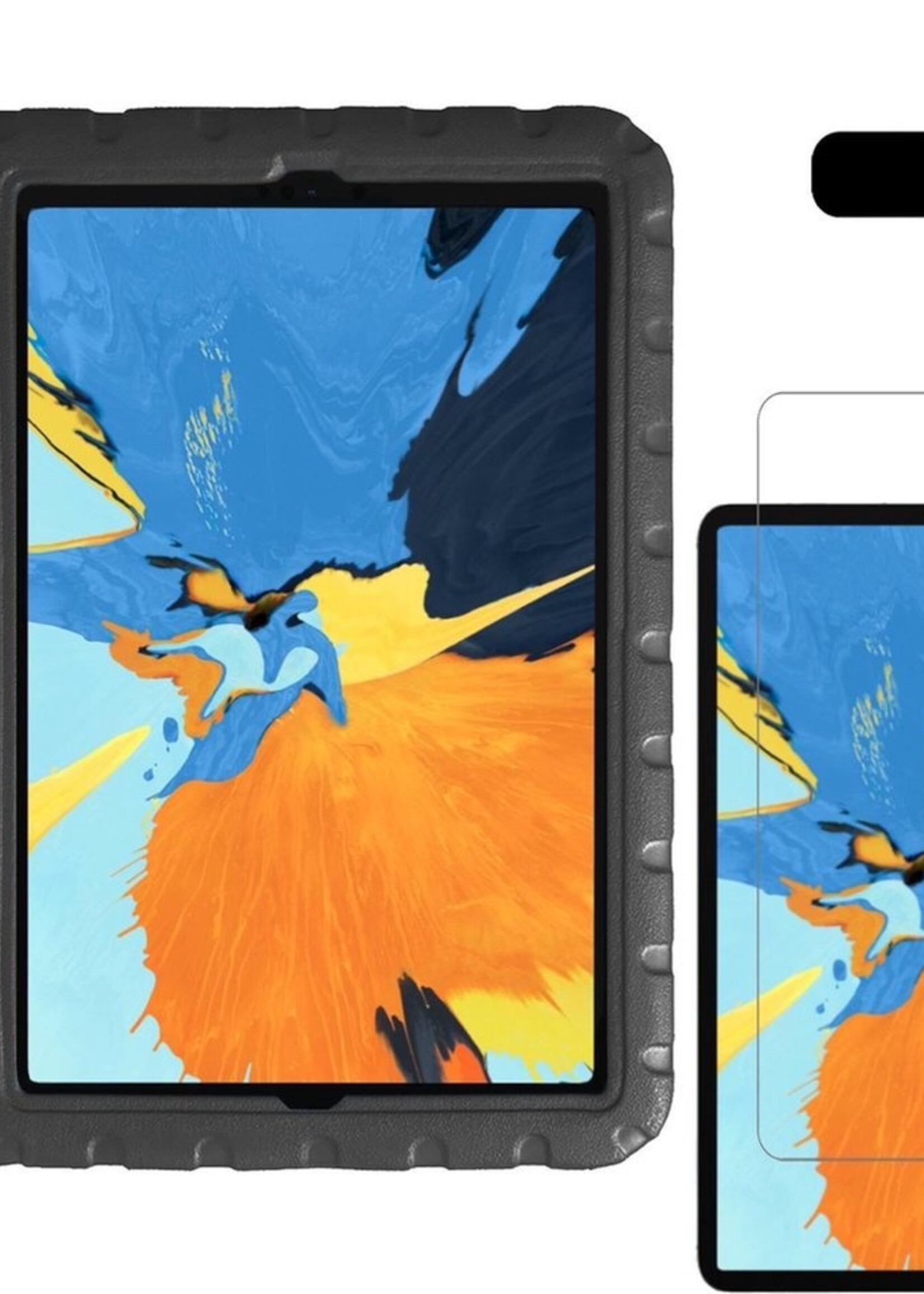 LUQ Hoes Geschikt voor iPad Pro 2020 (11 inch) Hoes Kinder Hoesje Kids Case Kinderhoes Shockproof Met 2x Screenprotector - Hoesje Geschikt voor iPad Pro 11 inch (2020) Hoesje Kidscase - Zwart