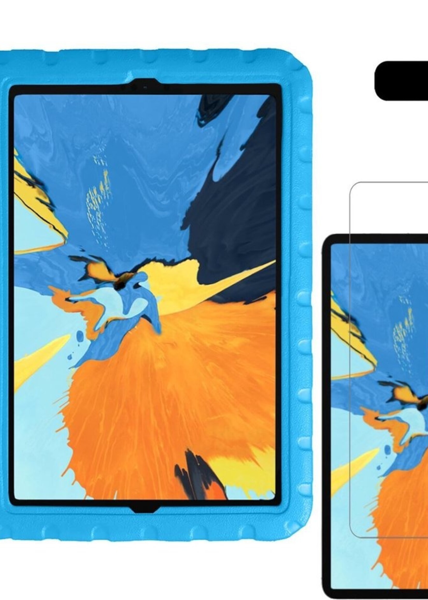 LUQ Hoes Geschikt voor iPad Pro 2020 (11 inch) Hoes Kinder Hoesje Kids Case Kinderhoes Shockproof Met 2x Screenprotector - Hoesje Geschikt voor iPad Pro 11 inch (2020) Hoesje Kidscase - Blauw