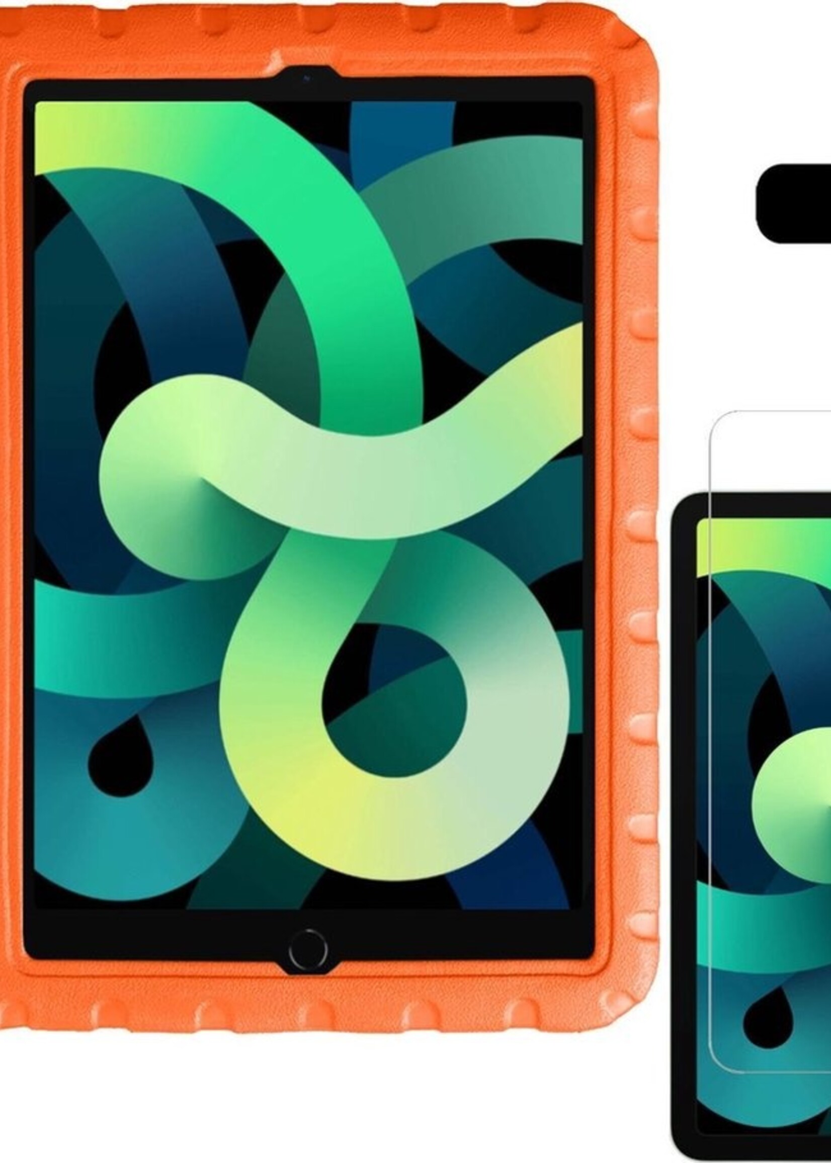 LUQ Hoes Geschikt voor iPad Air 2020 Hoes Kinder Hoesje Kids Case Kinderhoes Shockproof Met Screenprotector - Hoesje Geschikt voor iPad Air 4 2020 Hoesje Kidscase - Oranje
