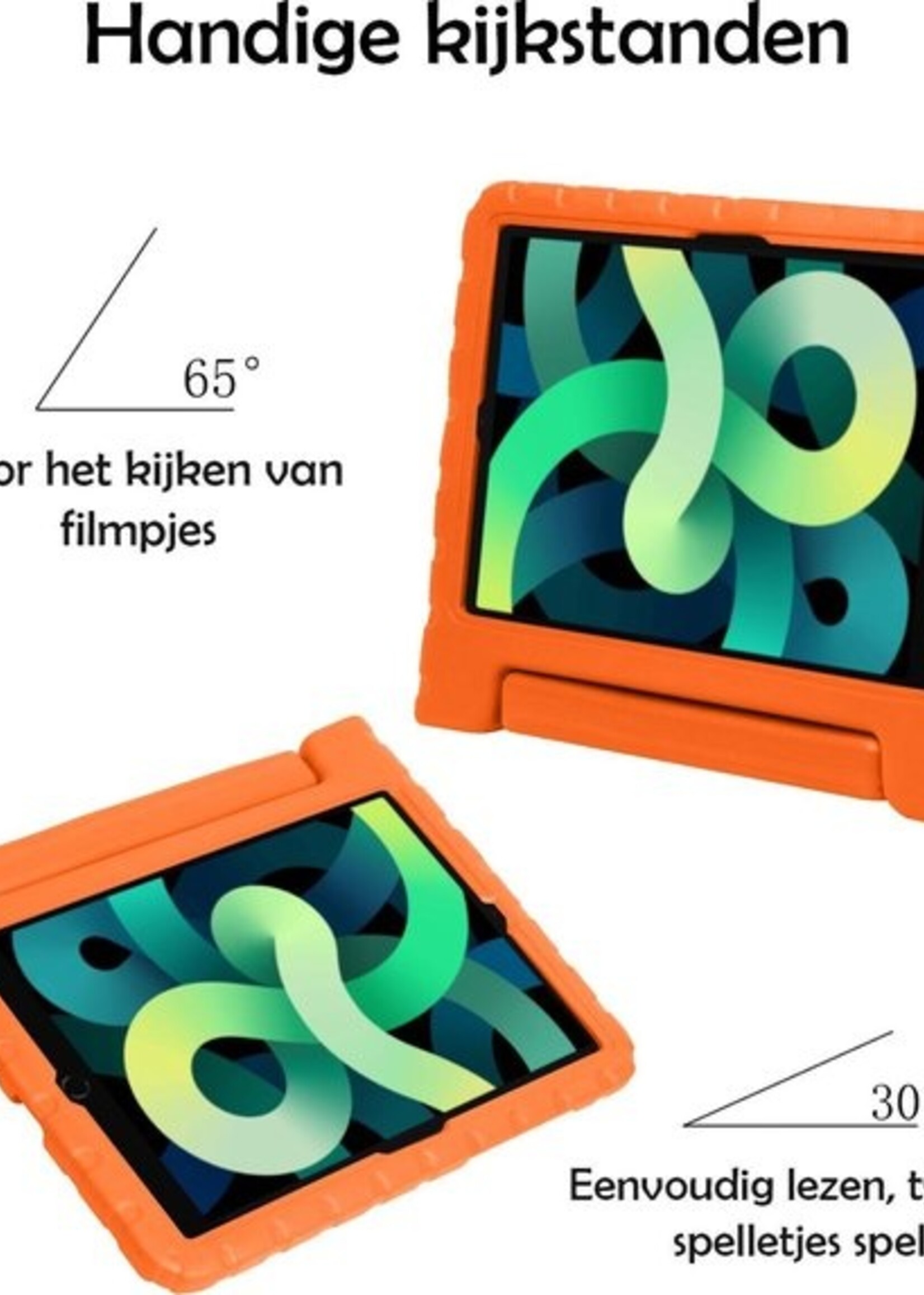 LUQ Hoes Geschikt voor iPad Air 2020 Hoes Kinder Hoesje Kids Case Kinderhoes Shockproof Met Screenprotector - Hoesje Geschikt voor iPad Air 4 2020 Hoesje Kidscase - Oranje