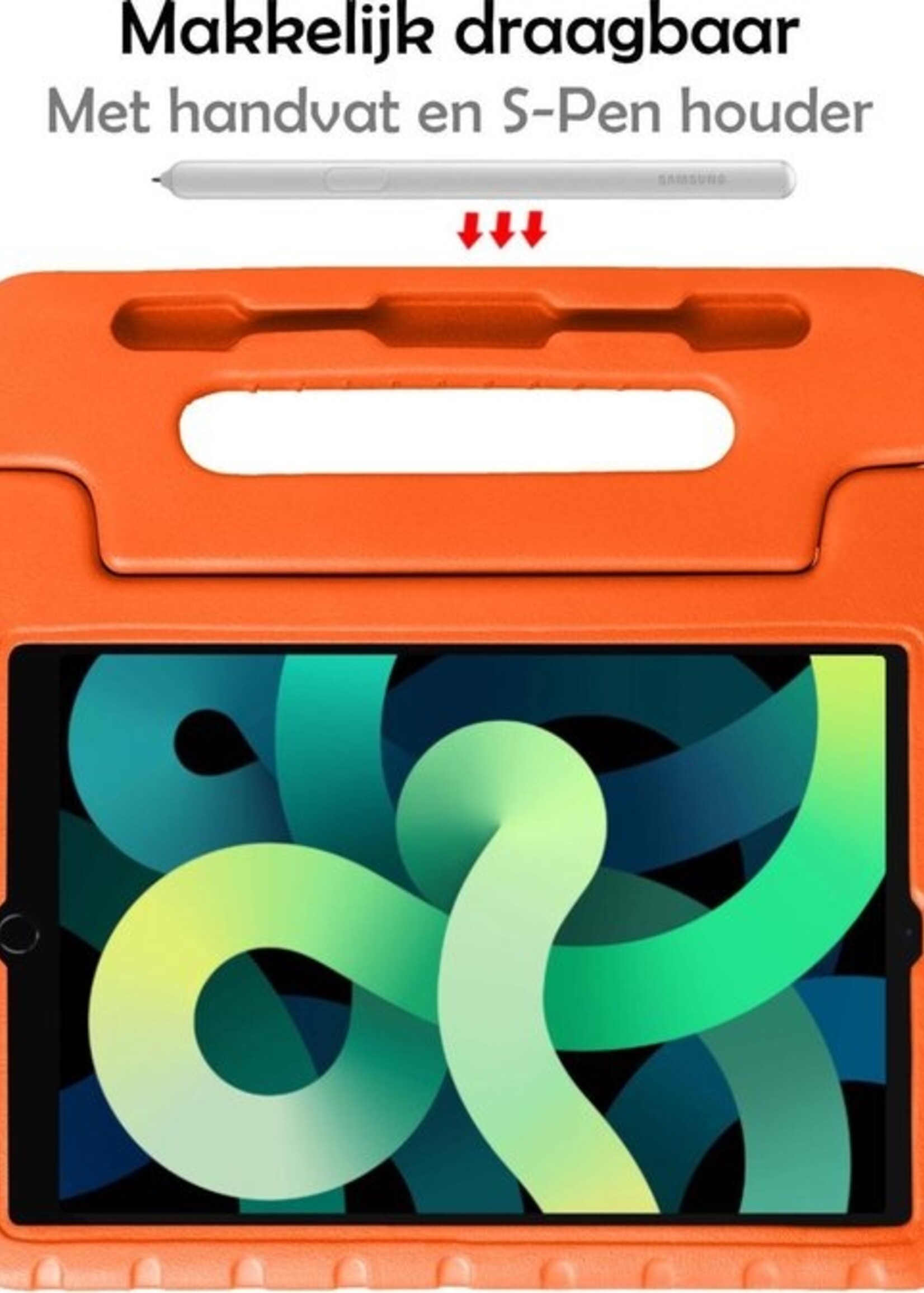 LUQ Hoes Geschikt voor iPad Air 2020 Hoes Kinder Hoesje Kids Case Kinderhoes Shockproof Met Screenprotector - Hoesje Geschikt voor iPad Air 4 2020 Hoesje Kidscase - Oranje
