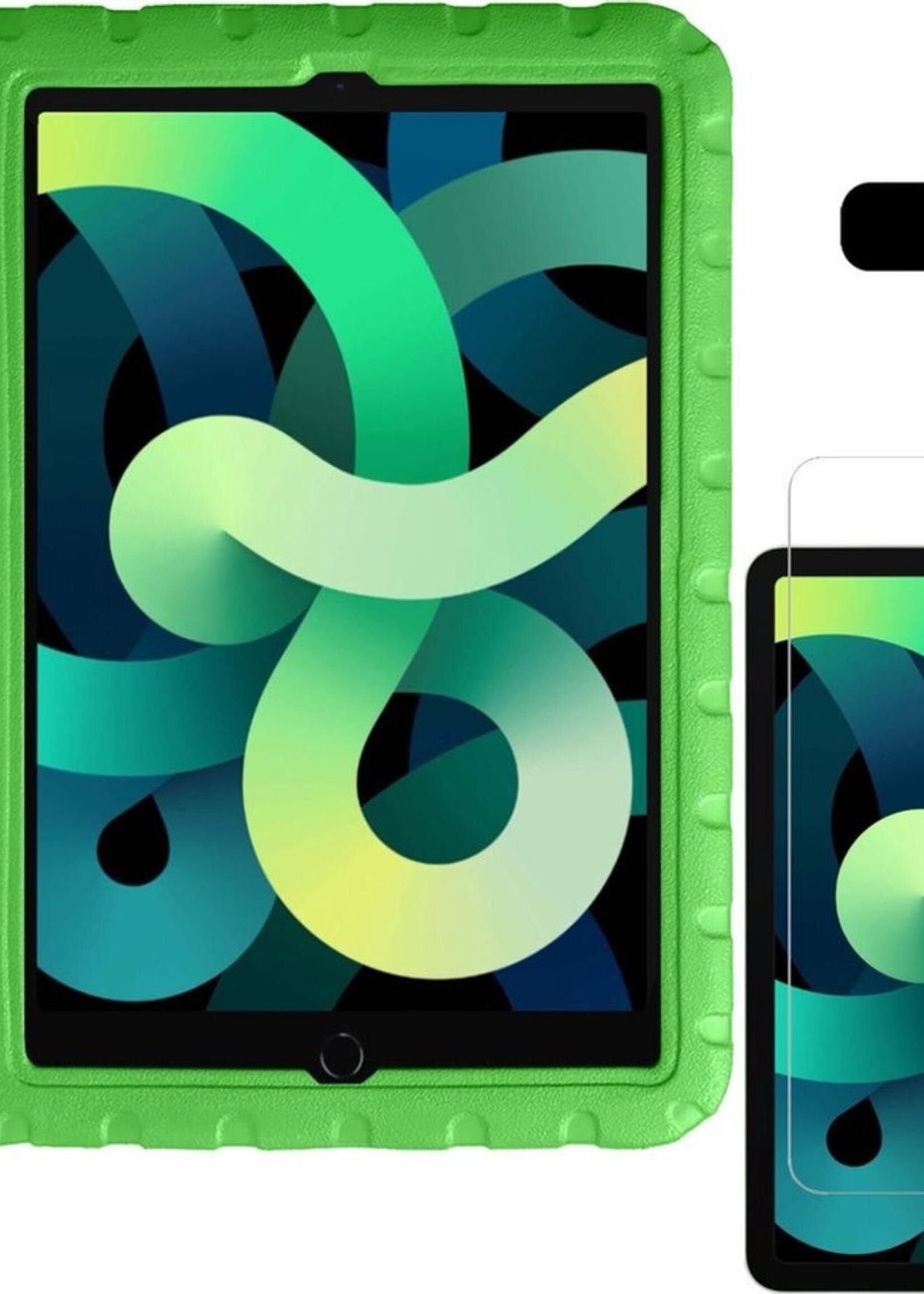 LUQ Hoes Geschikt voor iPad Air 2020 Hoes Kinder Hoesje Kids Case Kinderhoes Shockproof Met Screenprotector - Hoesje Geschikt voor iPad Air 4 2020 Hoesje Kidscase - Groen