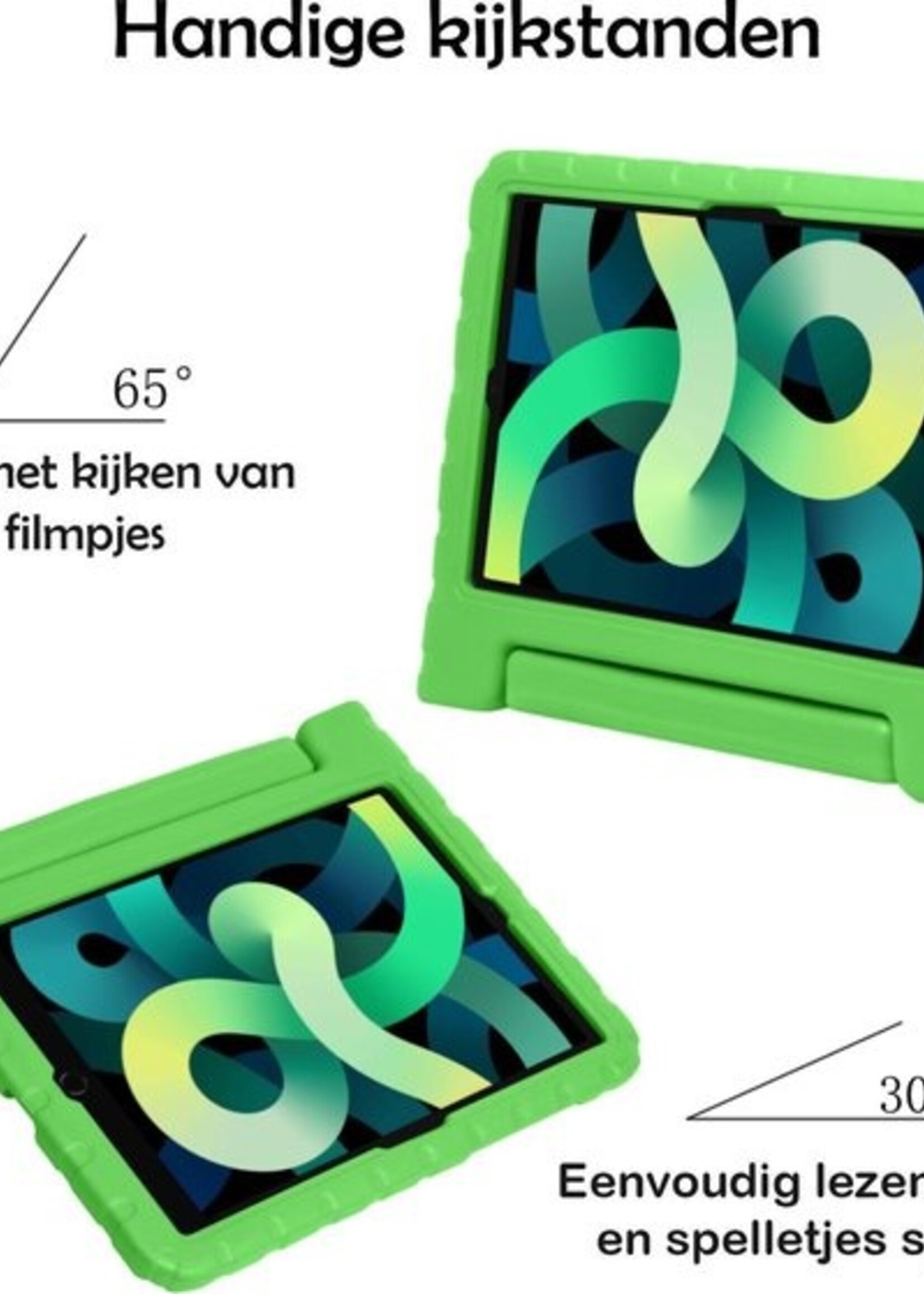 LUQ Hoes Geschikt voor iPad Air 2020 Hoes Kinder Hoesje Kids Case Kinderhoes Shockproof Met Screenprotector - Hoesje Geschikt voor iPad Air 4 2020 Hoesje Kidscase - Groen