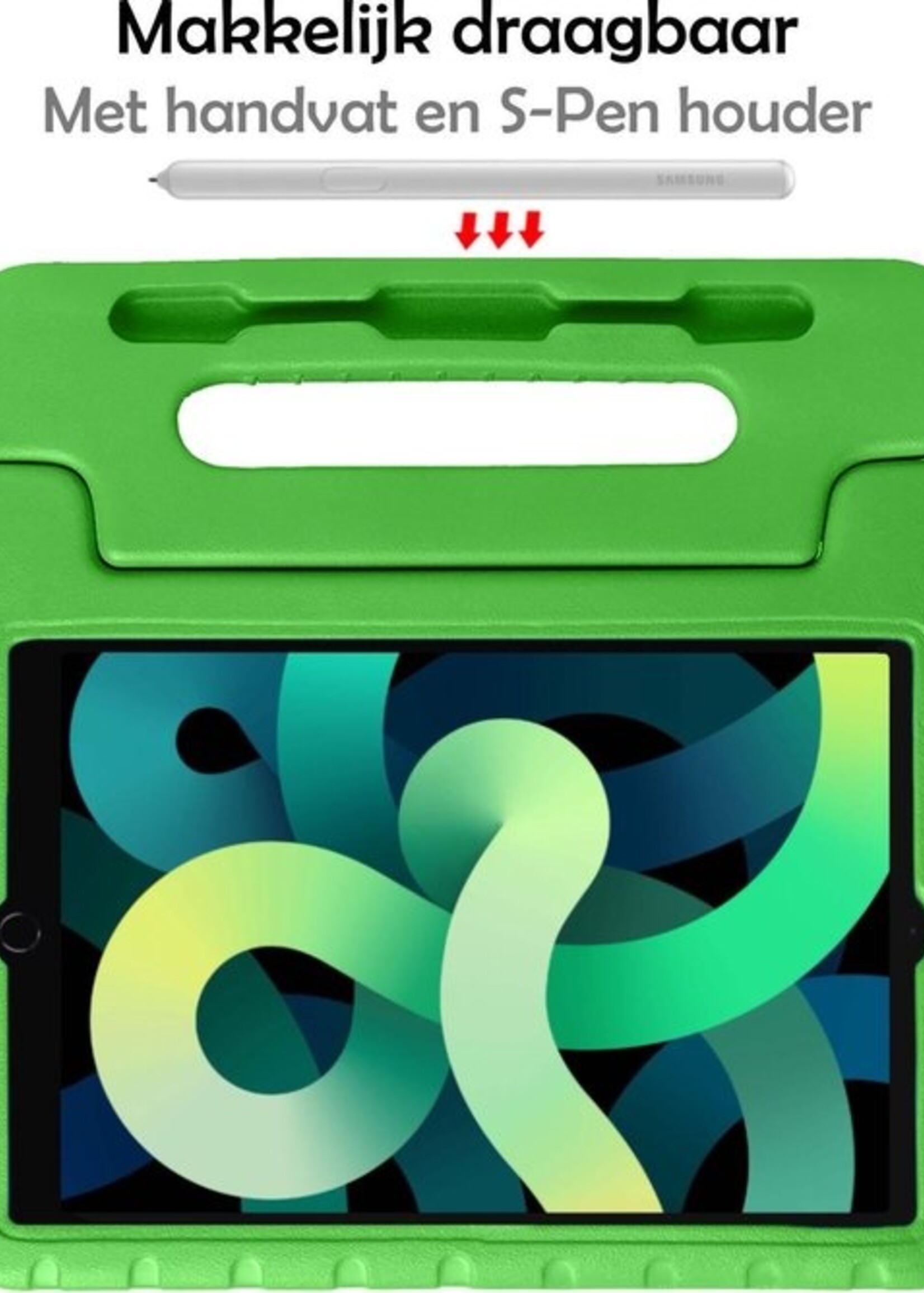LUQ Hoes Geschikt voor iPad Air 2020 Hoes Kinder Hoesje Kids Case Kinderhoes Shockproof Met Screenprotector - Hoesje Geschikt voor iPad Air 4 2020 Hoesje Kidscase - Groen