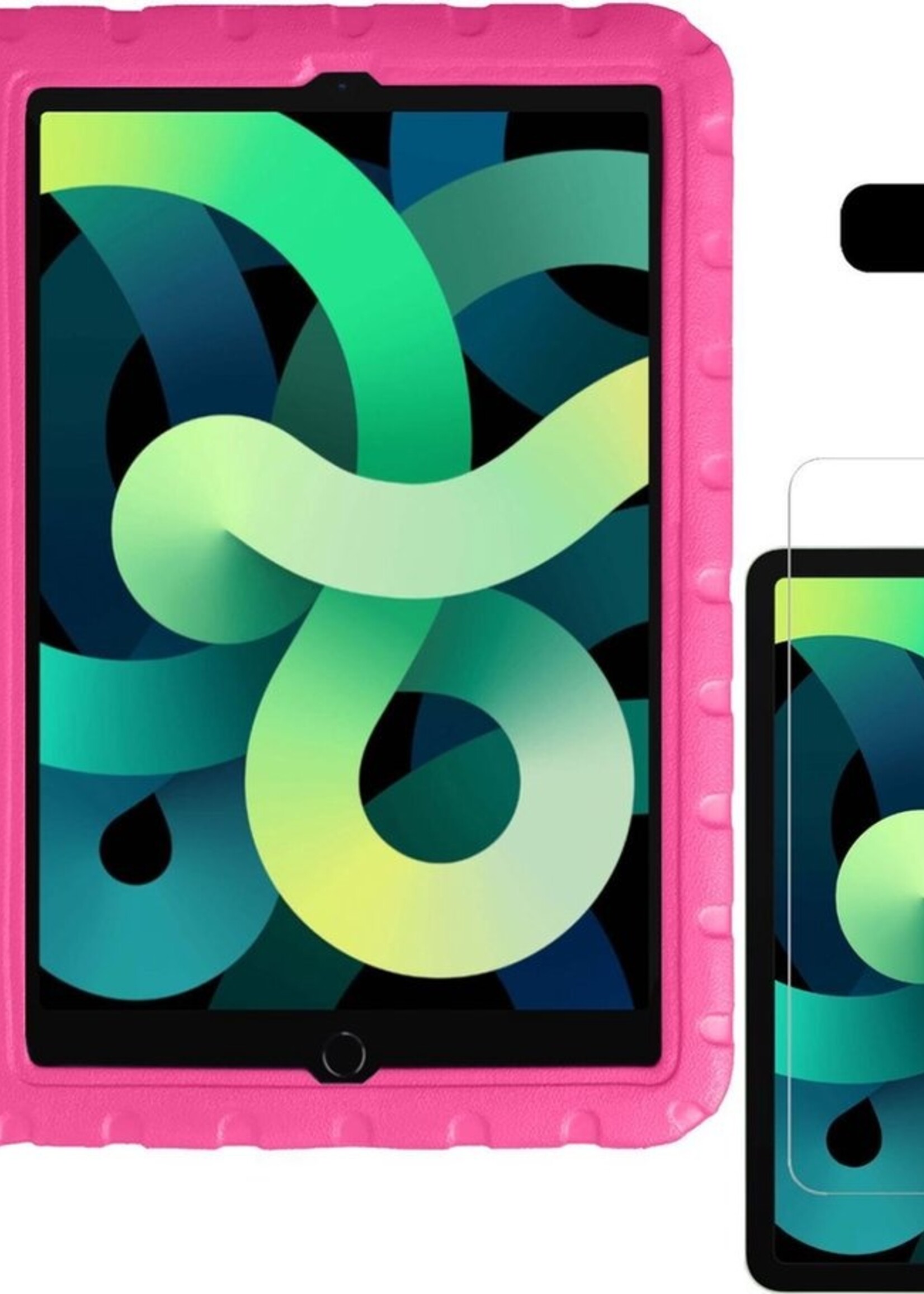 LUQ Hoes Geschikt voor iPad Air 2020 Hoes Kinder Hoesje Kids Case Kinderhoes Shockproof Met Screenprotector - Hoesje Geschikt voor iPad Air 4 2020 Hoesje Kidscase - Roze