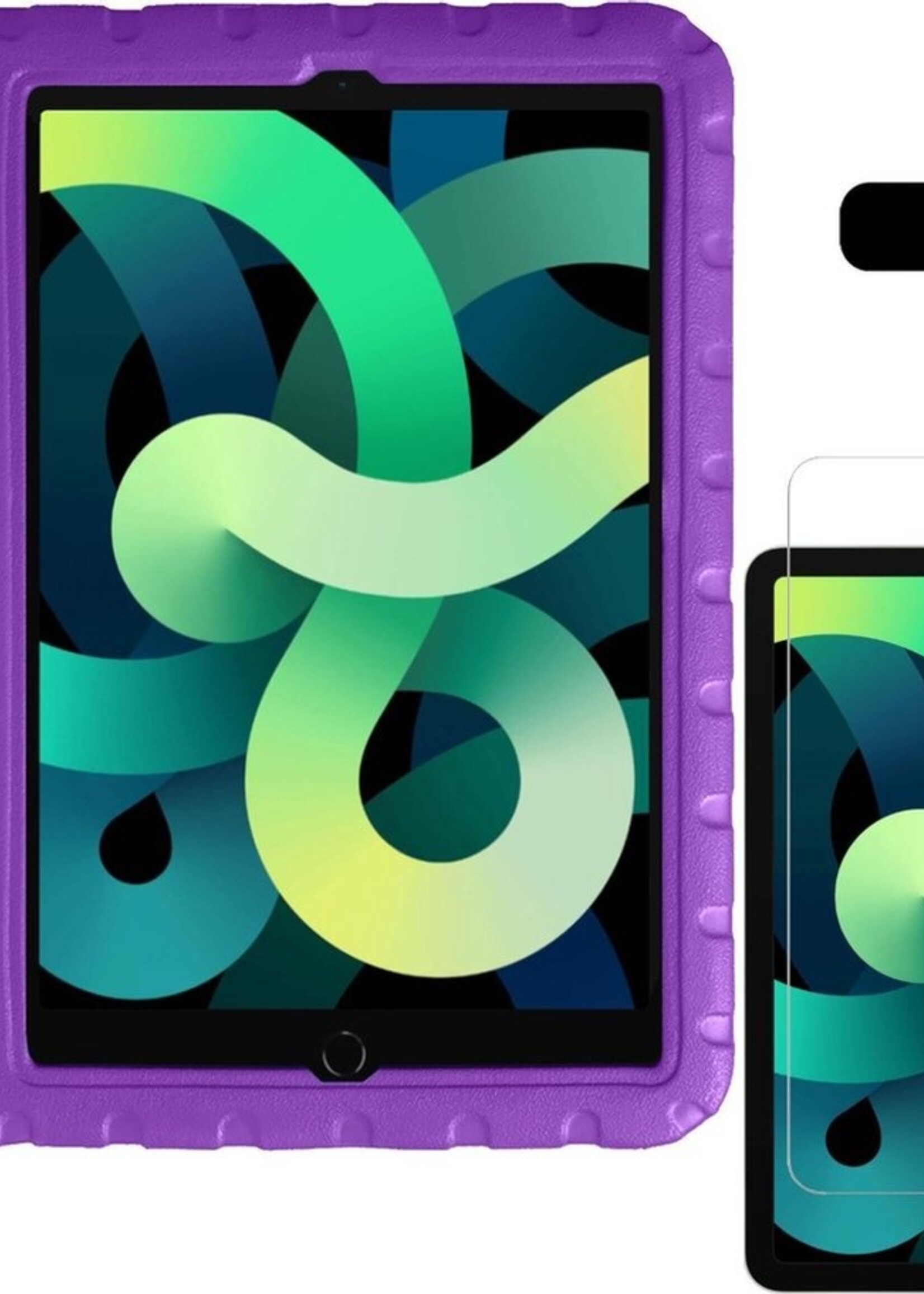 LUQ Hoes Geschikt voor iPad Air 2020 Hoes Kinder Hoesje Kids Case Kinderhoes Shockproof Met Screenprotector - Hoesje Geschikt voor iPad Air 4 2020 Hoesje Kidscase - Paars