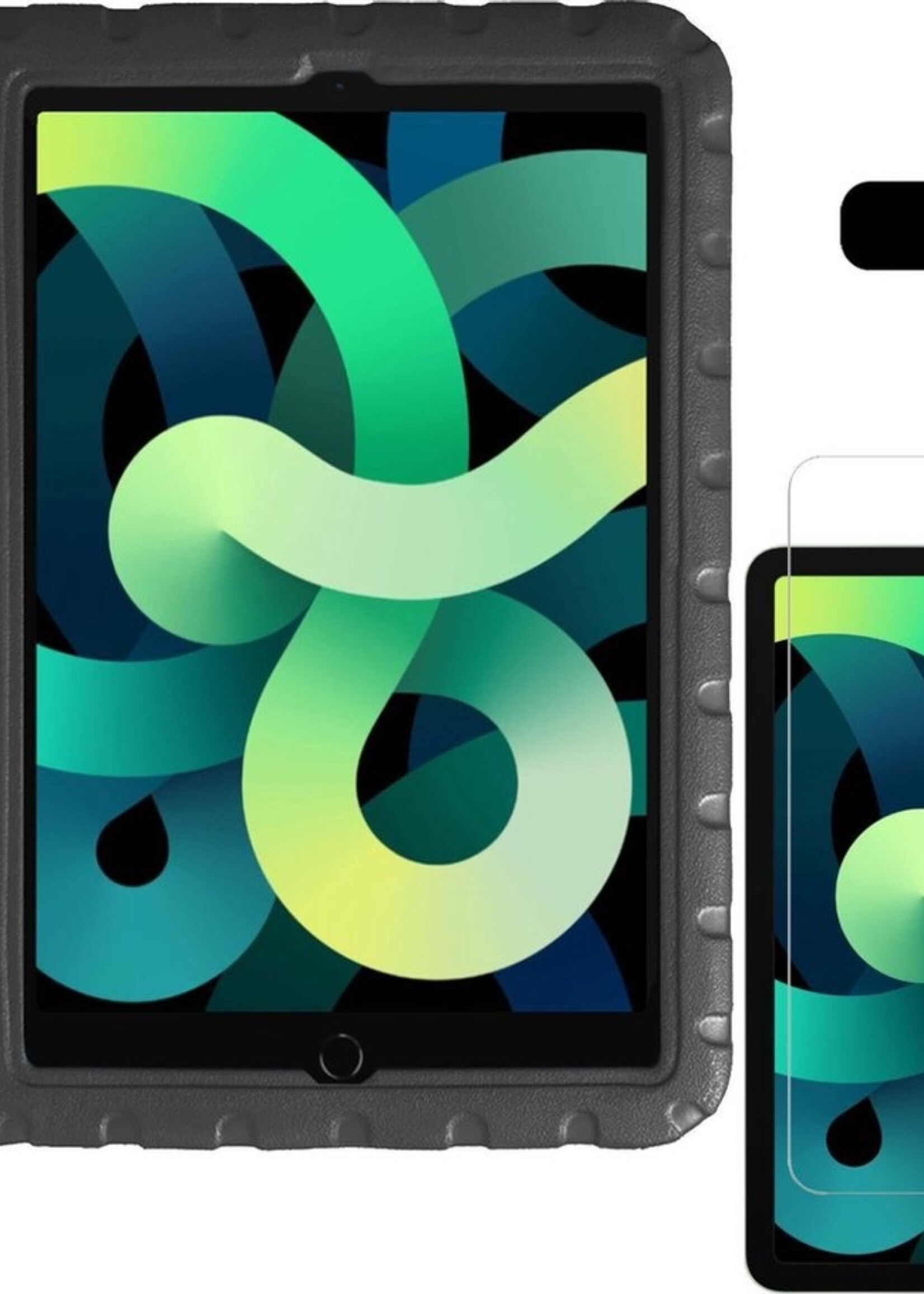 LUQ Hoes Geschikt voor iPad Air 2020 Hoes Kinder Hoesje Kids Case Kinderhoes Shockproof Met Screenprotector - Hoesje Geschikt voor iPad Air 4 2020 Hoesje Kidscase - Zwart