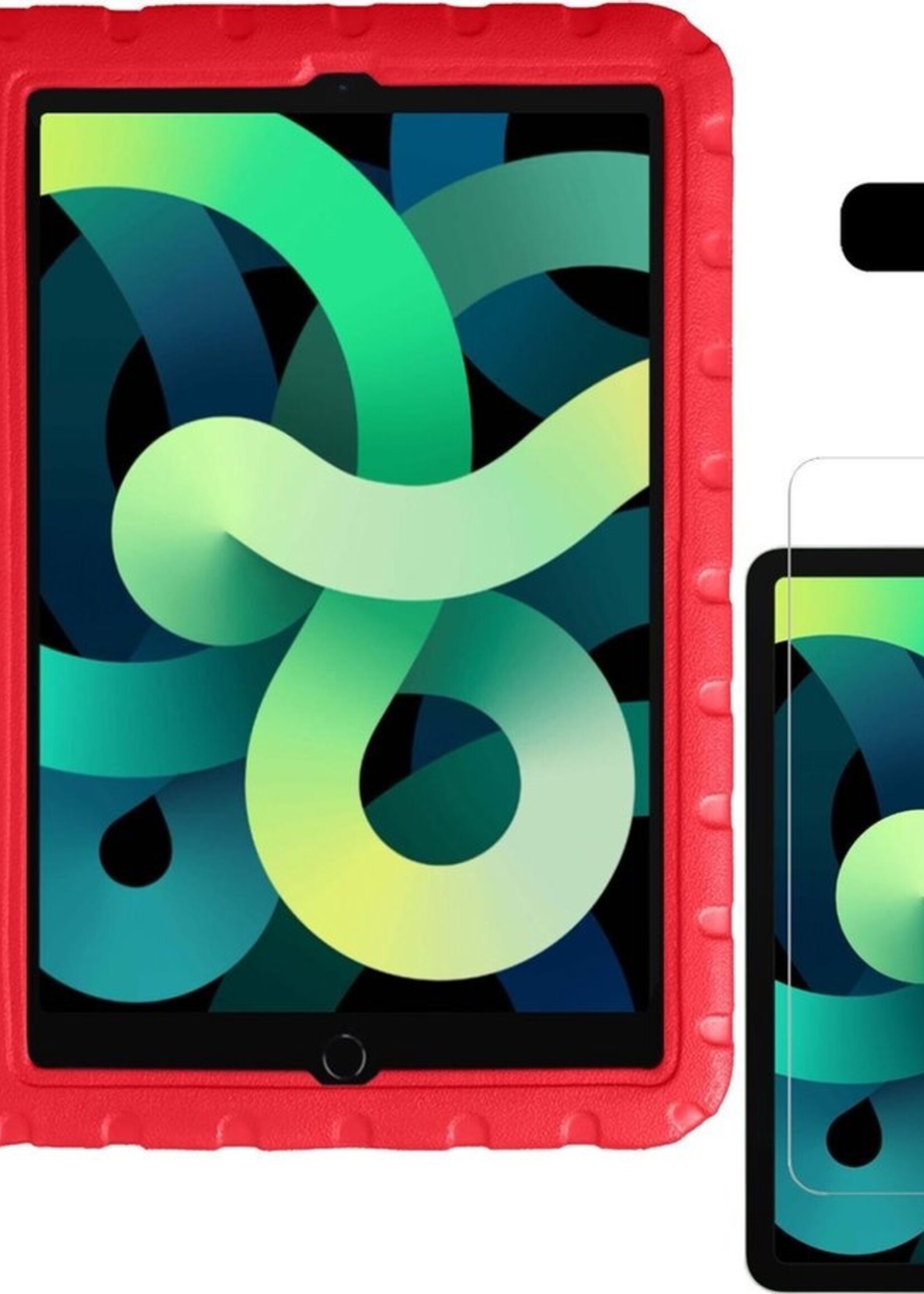 LUQ Hoes Geschikt voor iPad Air 2020 Hoes Kinder Hoesje Kids Case Kinderhoes Shockproof Met Screenprotector - Hoesje Geschikt voor iPad Air 4 2020 Hoesje Kidscase - Rood