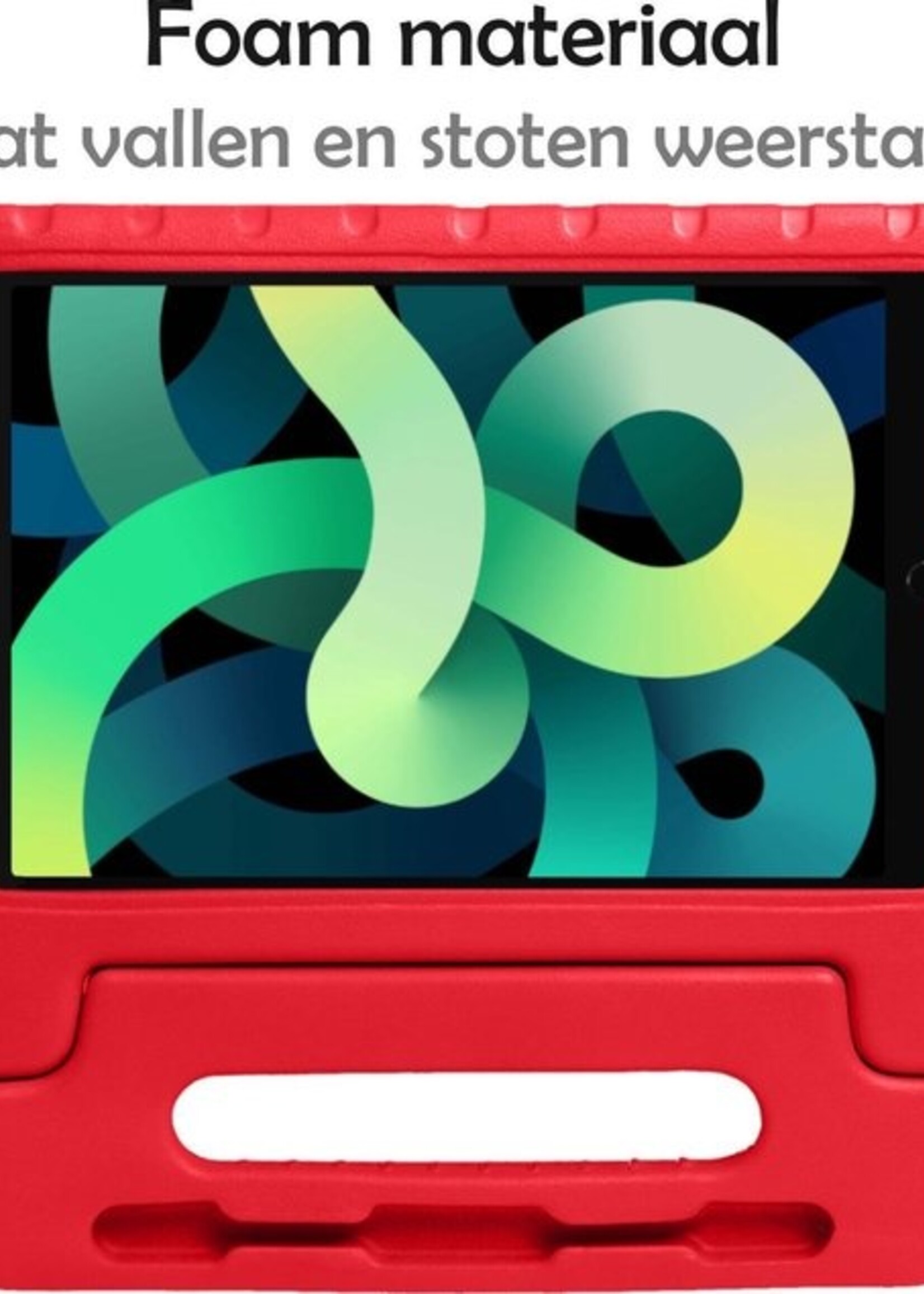 LUQ Hoes Geschikt voor iPad Air 2020 Hoes Kinder Hoesje Kids Case Kinderhoes Shockproof Met Screenprotector - Hoesje Geschikt voor iPad Air 4 2020 Hoesje Kidscase - Rood