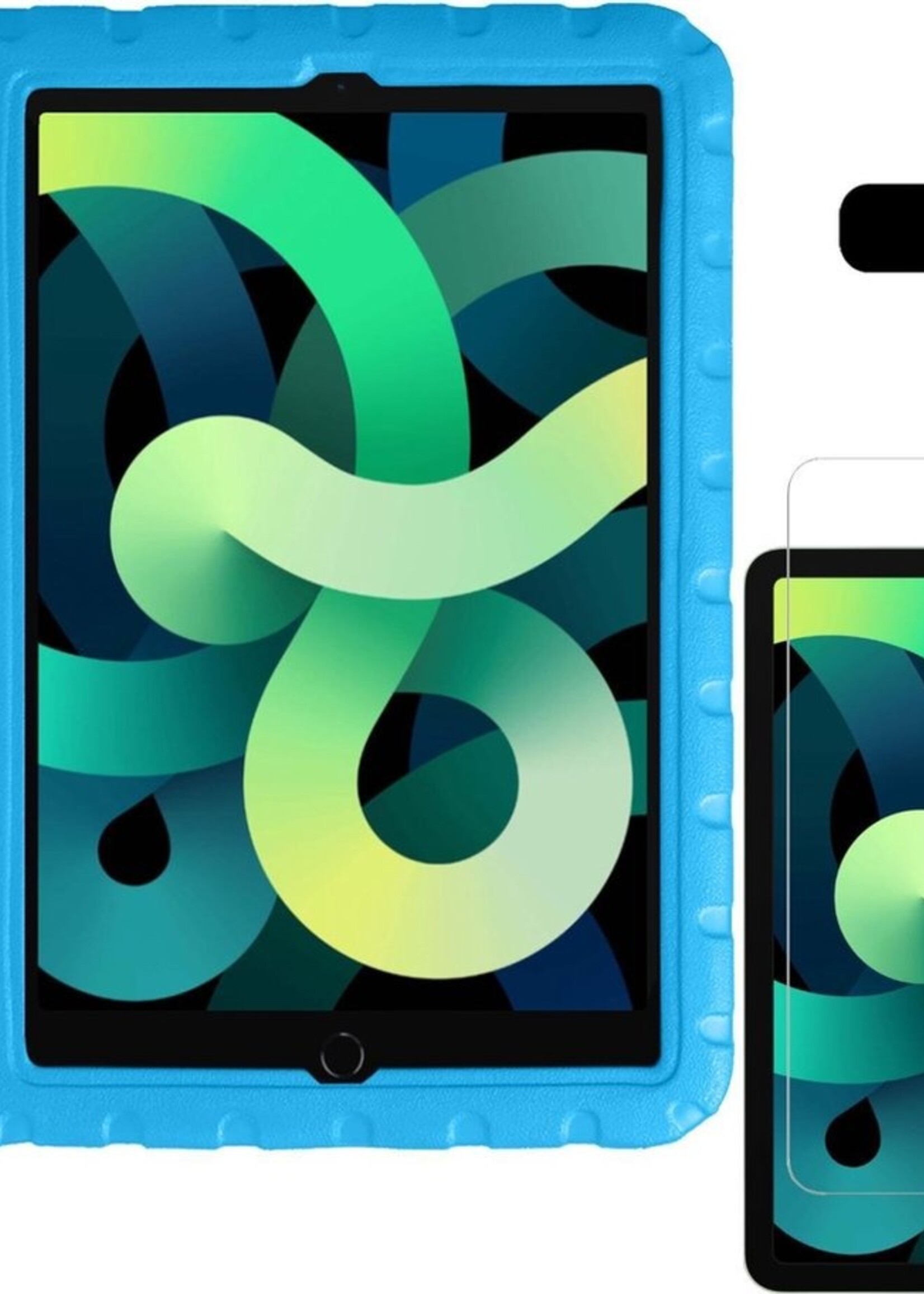 LUQ Hoes Geschikt voor iPad Air 2020 Hoes Kinder Hoesje Kids Case Kinderhoes Shockproof Met Screenprotector - Hoesje Geschikt voor iPad Air 4 2020 Hoesje Kidscase - Blauw