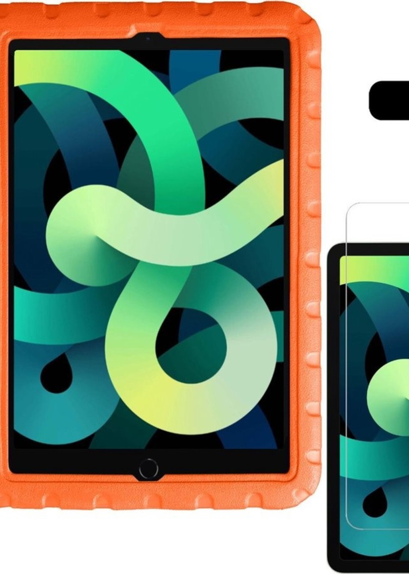 LUQ Hoes Geschikt voor iPad Air 2020 Hoes Kinder Hoesje Kids Case Kinderhoes Shockproof Met 2x Screenprotector - Hoesje Geschikt voor iPad Air 4 2020 Hoesje Kidscase - Oranje