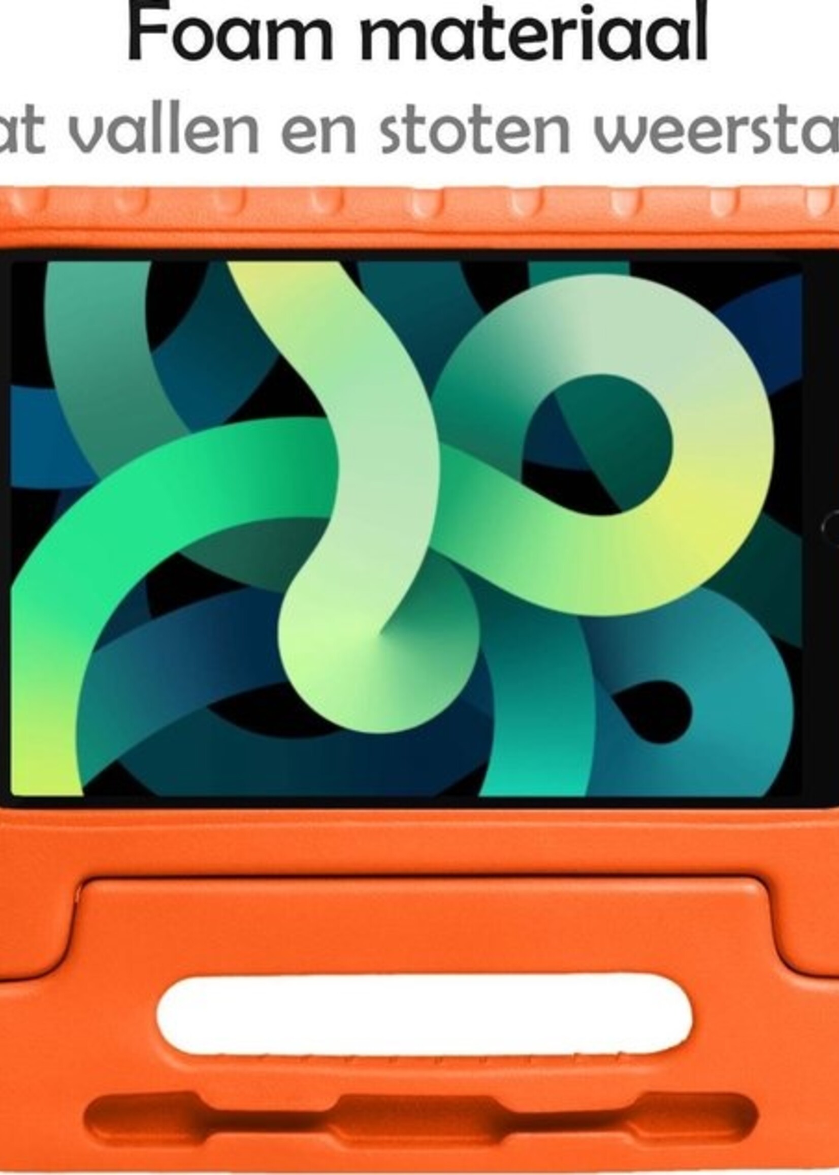 LUQ Hoes Geschikt voor iPad Air 2020 Hoes Kinder Hoesje Kids Case Kinderhoes Shockproof Met 2x Screenprotector - Hoesje Geschikt voor iPad Air 4 2020 Hoesje Kidscase - Oranje