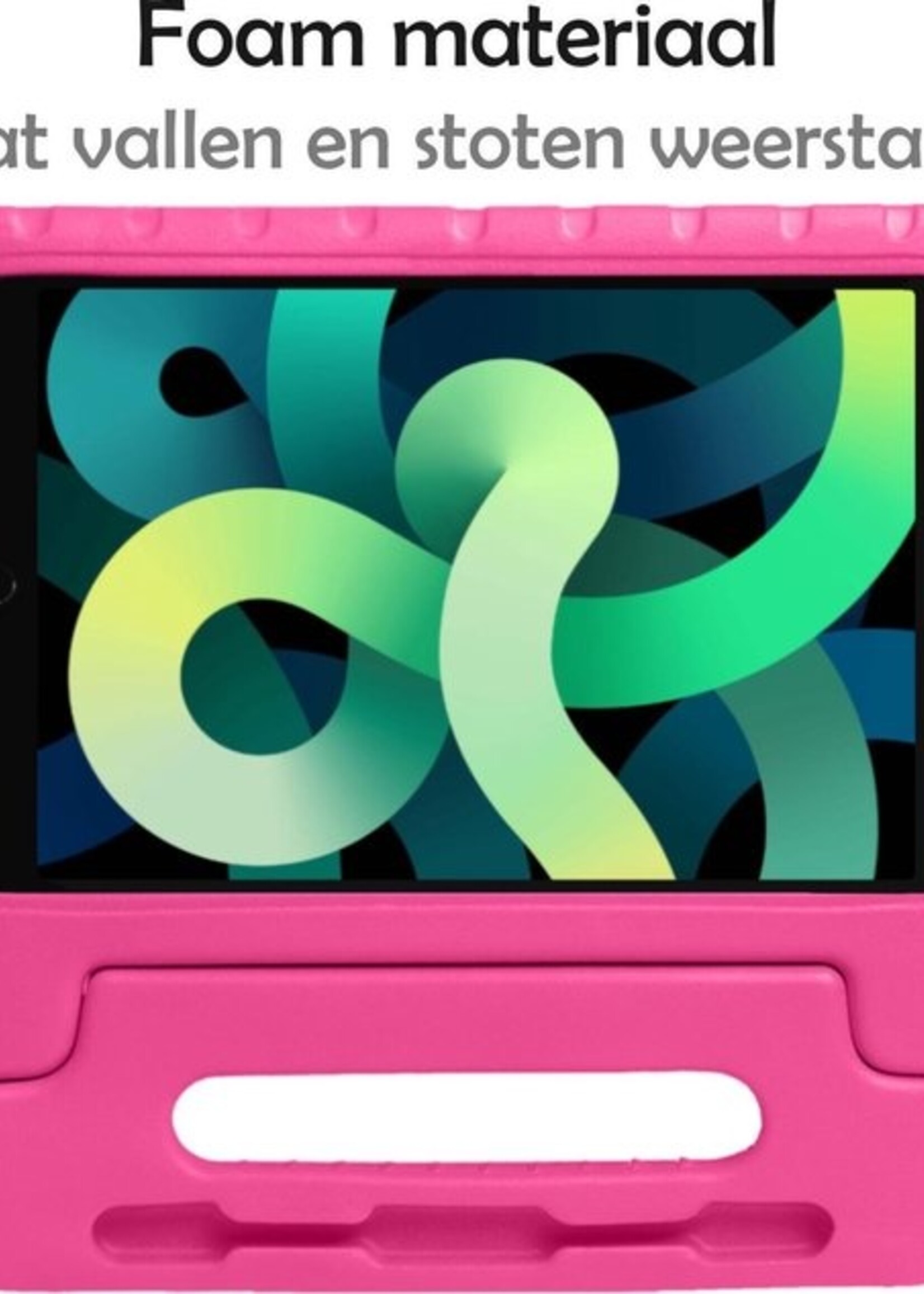 LUQ Hoes Geschikt voor iPad Air 2020 Hoes Kinder Hoesje Kids Case Kinderhoes Shockproof Met 2x Screenprotector - Hoesje Geschikt voor iPad Air 4 2020 Hoesje Kidscase - Roze