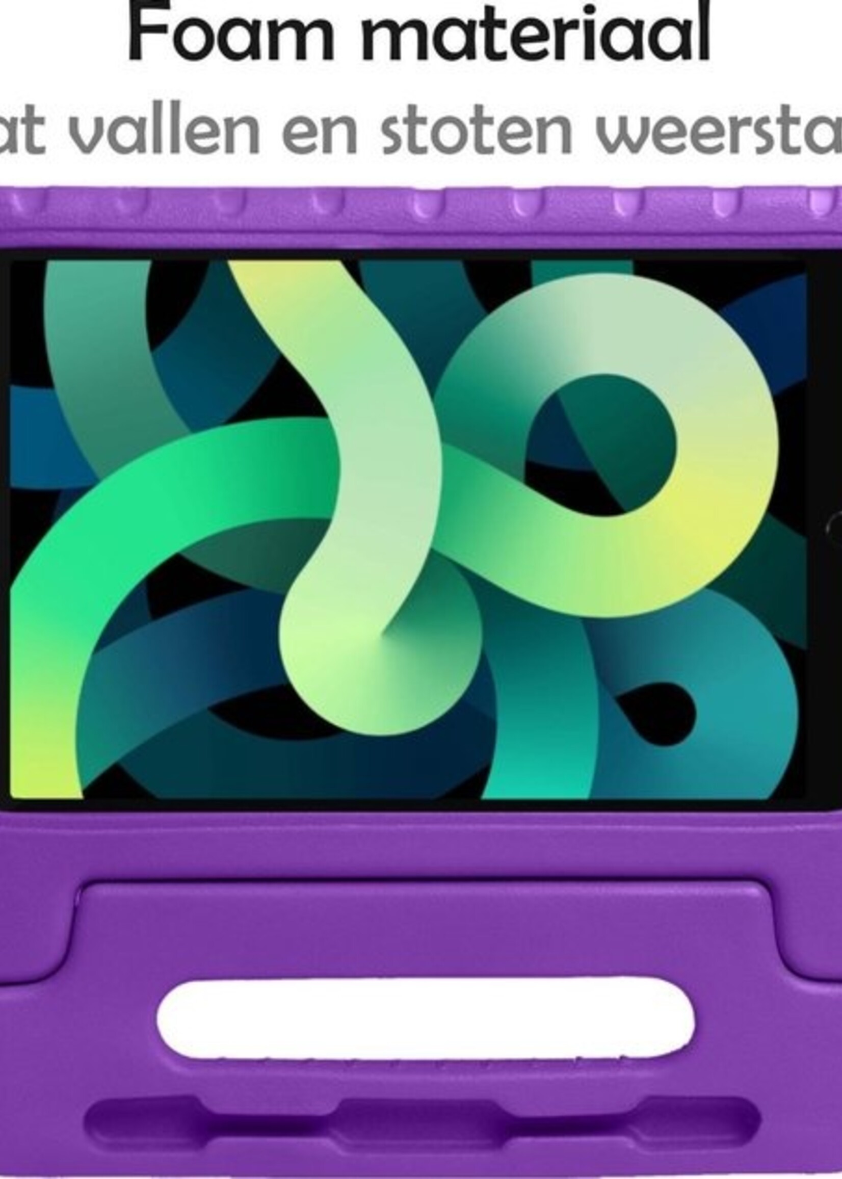 LUQ Hoes Geschikt voor iPad Air 2020 Hoes Kinder Hoesje Kids Case Kinderhoes Shockproof Met 2x Screenprotector - Hoesje Geschikt voor iPad Air 4 2020 Hoesje Kidscase - Paars