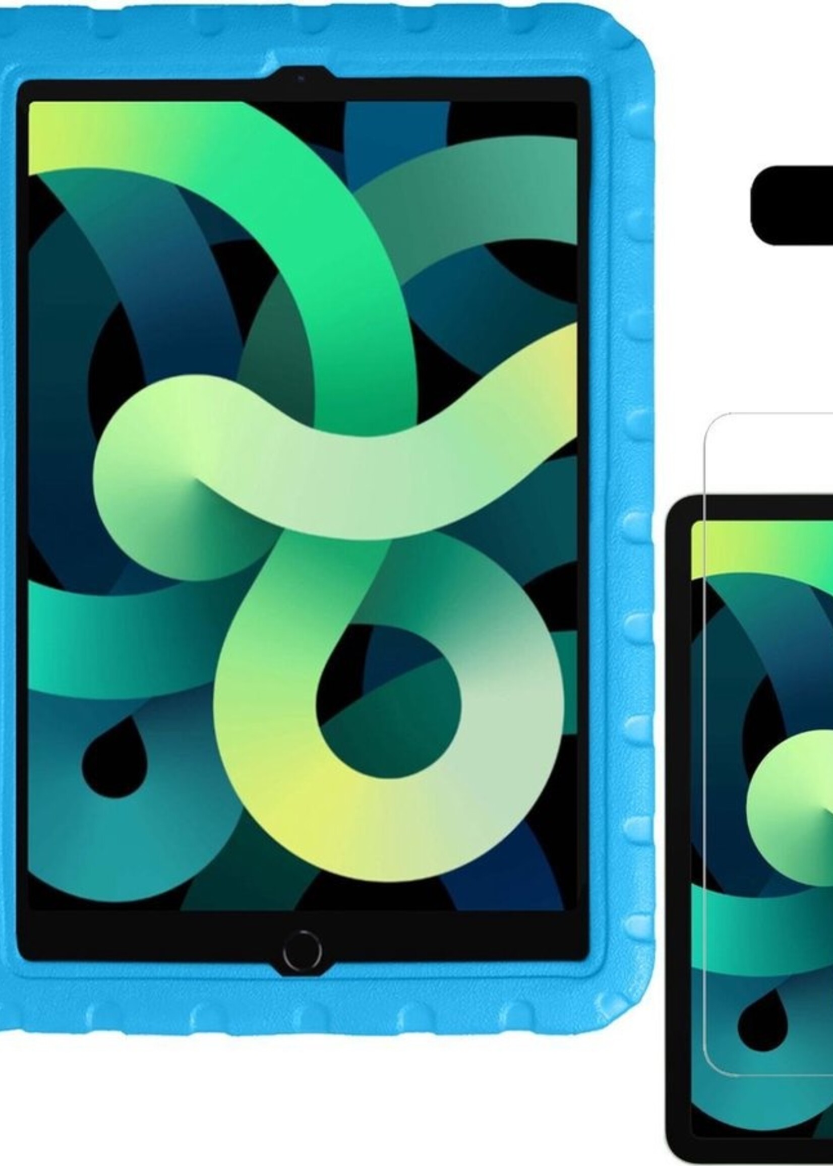 LUQ Hoes Geschikt voor iPad Air 2020 Hoes Kinder Hoesje Kids Case Kinderhoes Shockproof Met 2x Screenprotector - Hoesje Geschikt voor iPad Air 4 2020 Hoesje Kidscase - Blauw