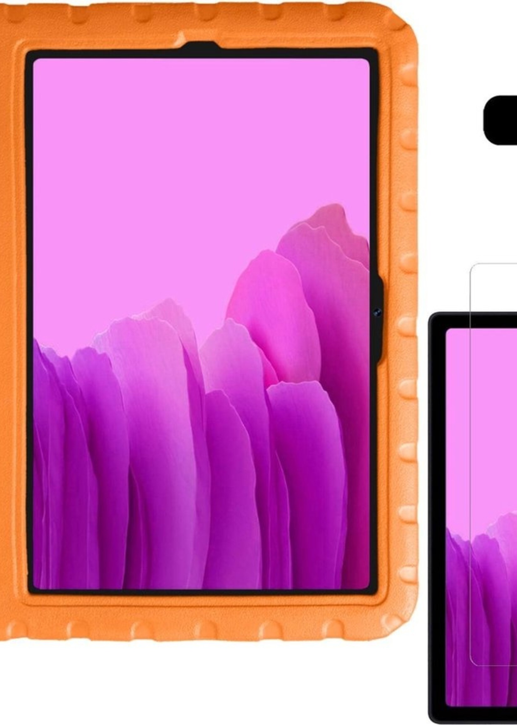 LUQ Hoes Geschikt voor Samsung Galaxy Tab A7 Hoes Kinder Hoesje Kids Case Kinderhoes Shockproof Met Screenprotector - Hoesje Geschikt voor Samsung Tab A7 Hoesje Kidscase - Oranje