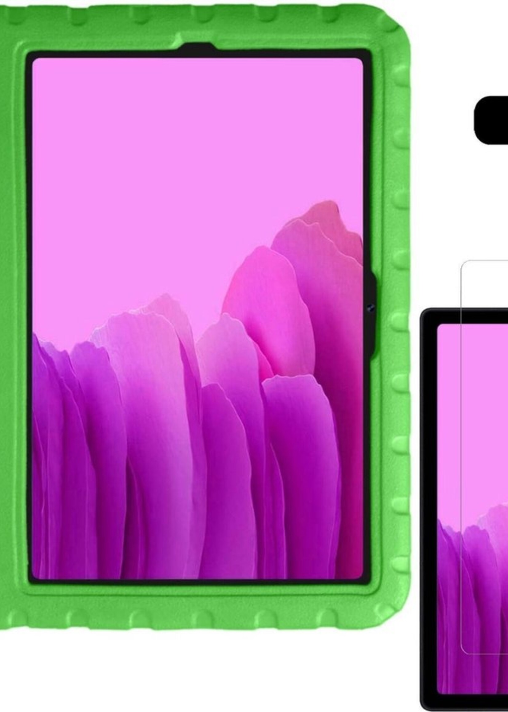 LUQ Hoes Geschikt voor Samsung Galaxy Tab A7 Hoes Kinder Hoesje Kids Case Kinderhoes Shockproof Met Screenprotector - Hoesje Geschikt voor Samsung Tab A7 Hoesje Kidscase - Groen