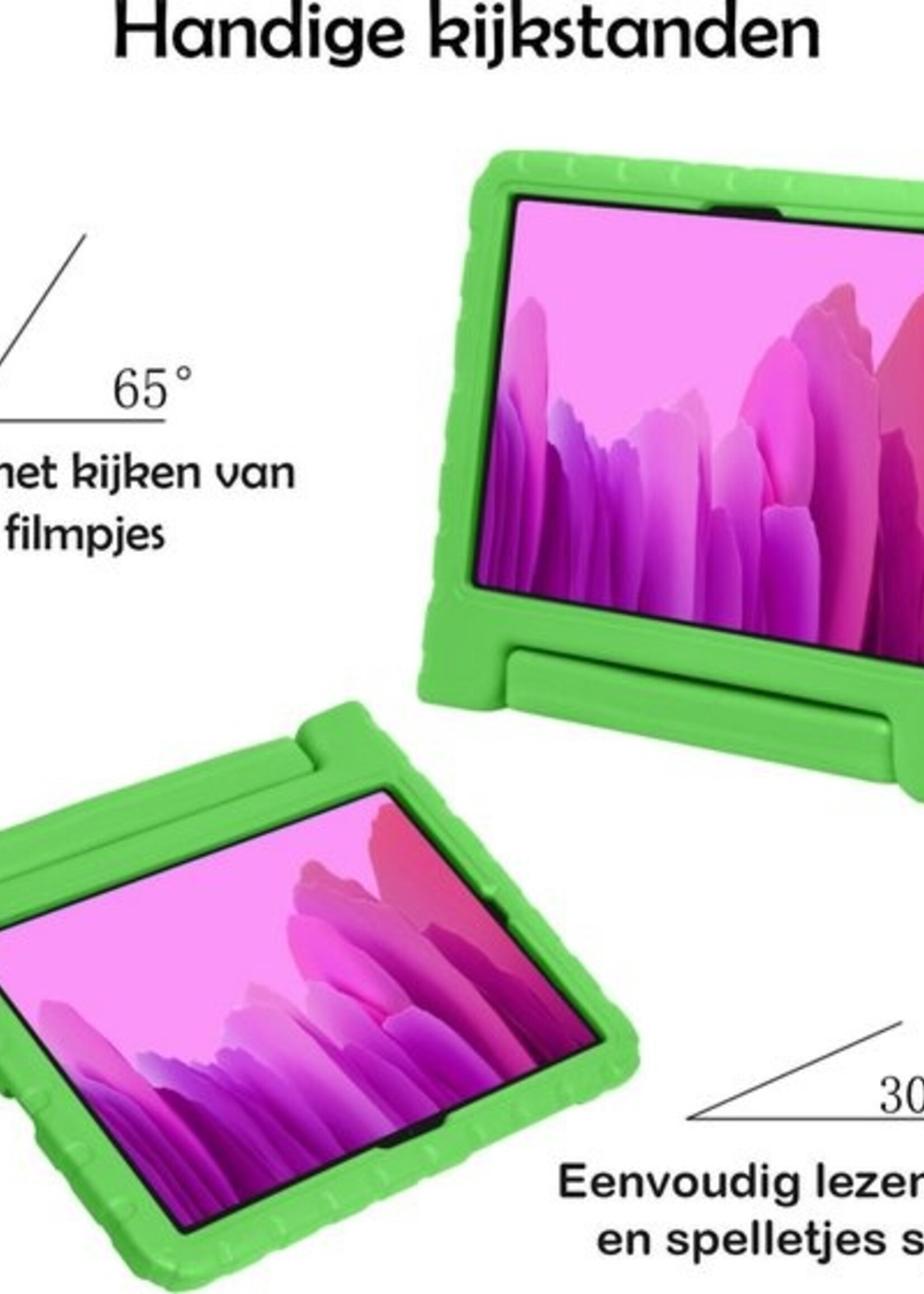 LUQ Hoes Geschikt voor Samsung Galaxy Tab A7 Hoes Kinder Hoesje Kids Case Kinderhoes Shockproof Met Screenprotector - Hoesje Geschikt voor Samsung Tab A7 Hoesje Kidscase - Groen