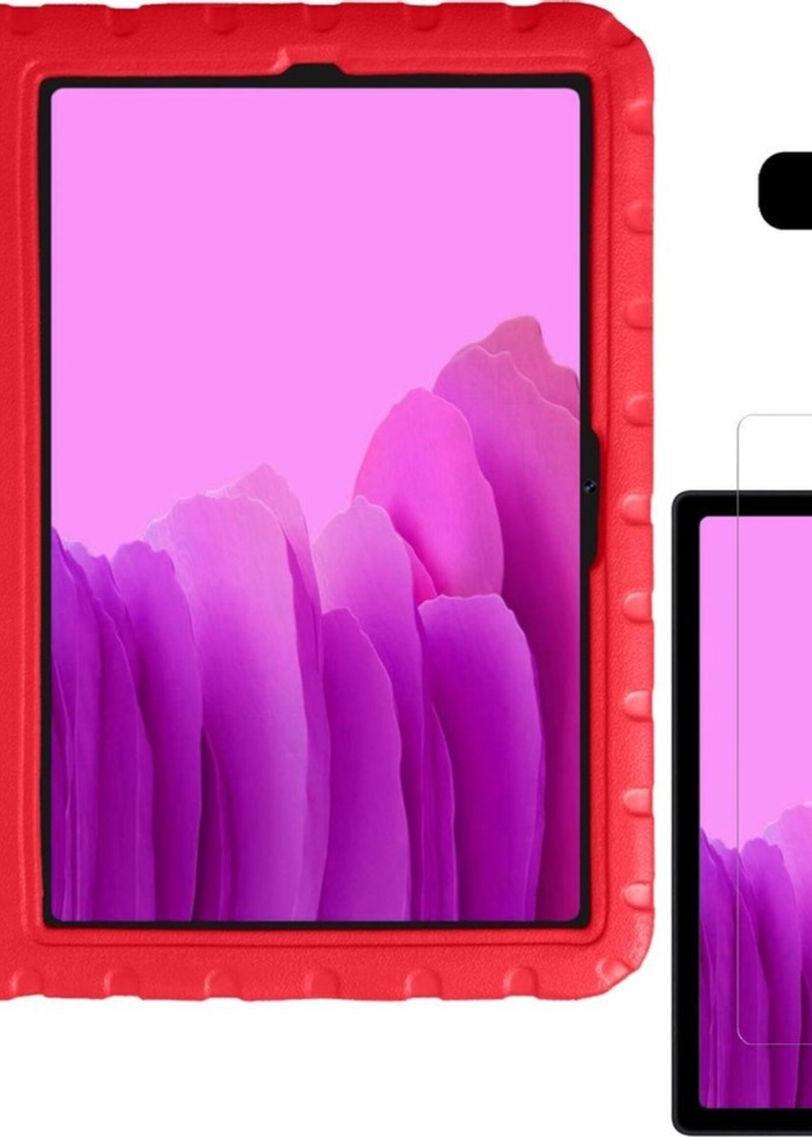 LUQ Hoes Geschikt voor Samsung Galaxy Tab A7 Hoes Kinder Hoesje Kids Case Kinderhoes Shockproof Met Screenprotector - Hoesje Geschikt voor Samsung Tab A7 Hoesje Kidscase - Rood