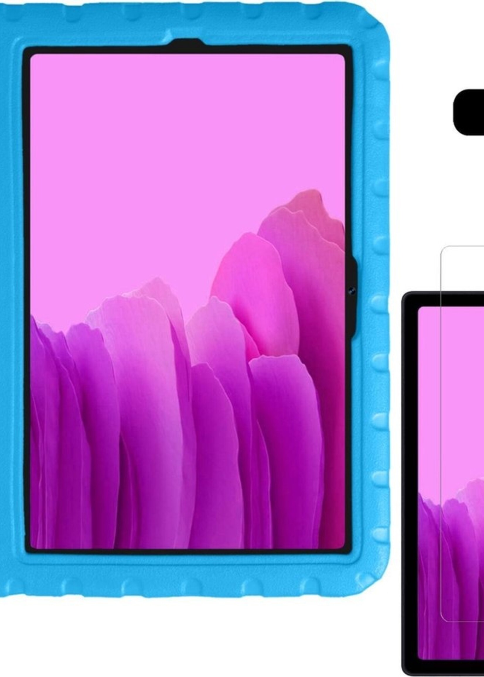 LUQ Hoes Geschikt voor Samsung Galaxy Tab A7 Hoes Kinder Hoesje Kids Case Kinderhoes Shockproof Met Screenprotector - Hoesje Geschikt voor Samsung Tab A7 Hoesje Kidscase - Blauw
