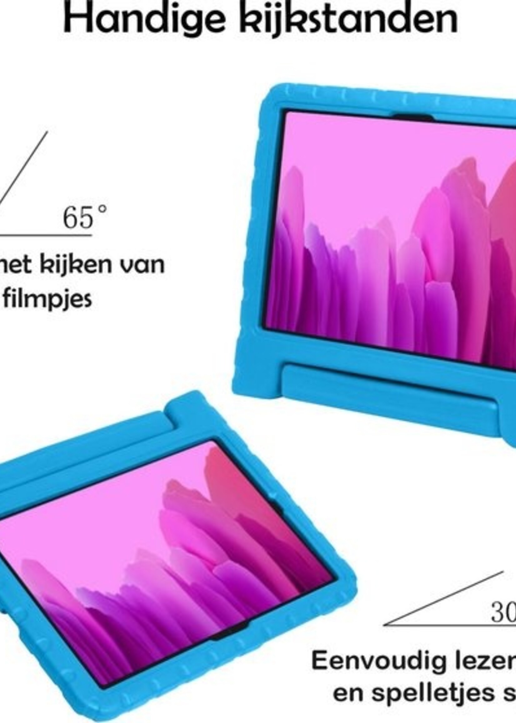 LUQ Hoes Geschikt voor Samsung Galaxy Tab A7 Hoes Kinder Hoesje Kids Case Kinderhoes Shockproof Met Screenprotector - Hoesje Geschikt voor Samsung Tab A7 Hoesje Kidscase - Blauw
