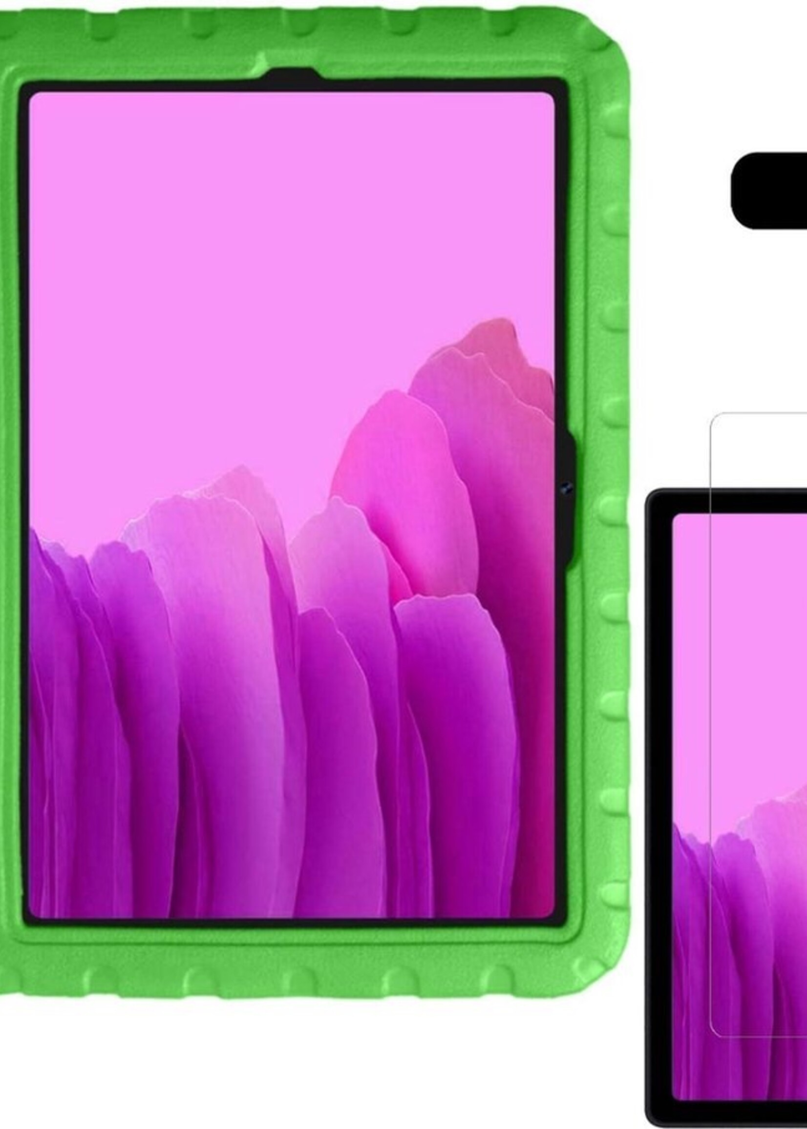 LUQ Hoes Geschikt voor Samsung Galaxy Tab A7 Hoes Kinder Hoesje Kids Case Kinderhoes Shockproof Met 2x Screenprotector - Hoesje Geschikt voor Samsung Tab A7 Hoesje Kidscase - Groen