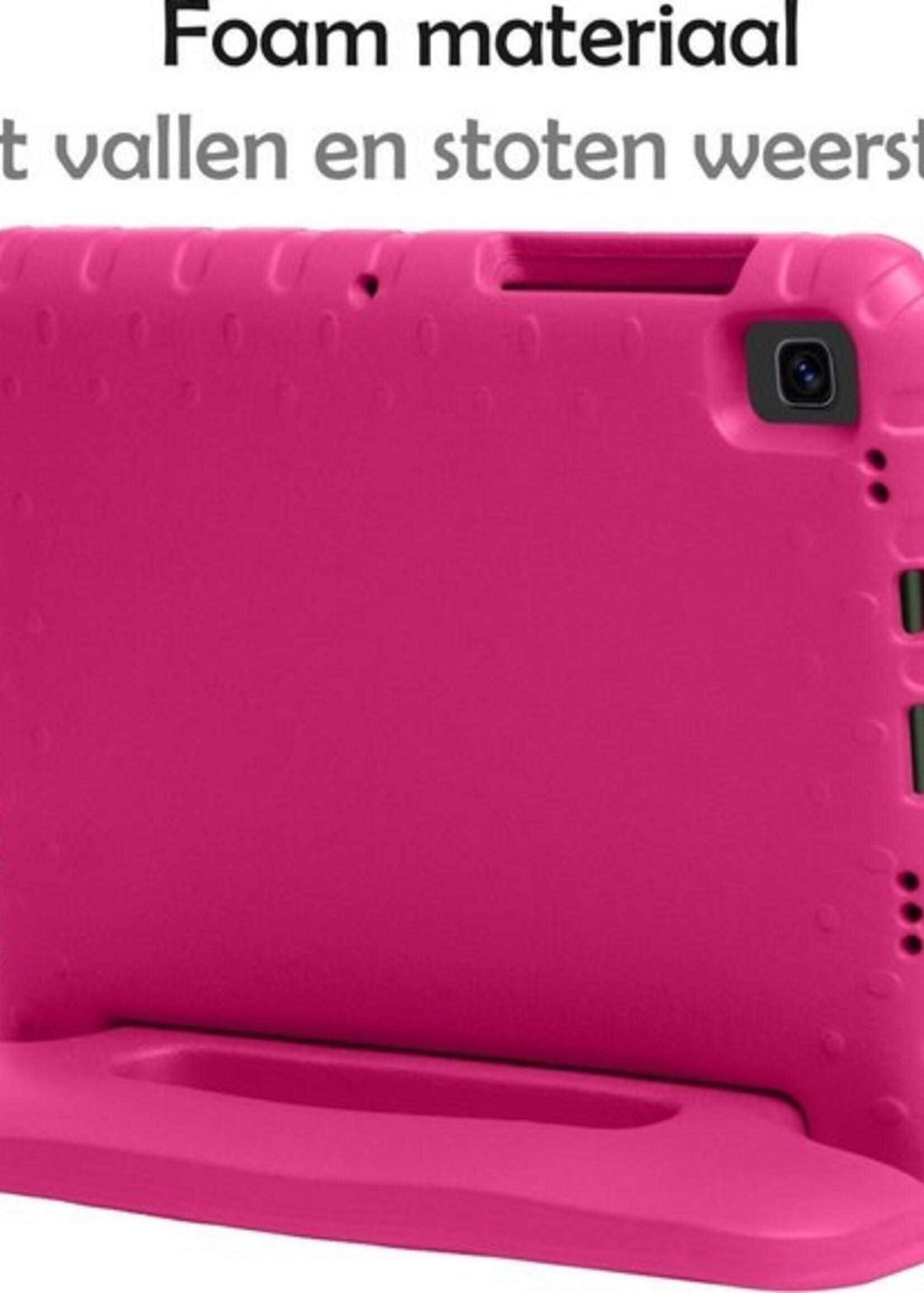 LUQ Hoes Geschikt voor Samsung Galaxy Tab A7 Hoes Kinder Hoesje Kids Case Kinderhoes Shockproof Met 2x Screenprotector - Hoesje Geschikt voor Samsung Tab A7 Hoesje Kidscase - Roze