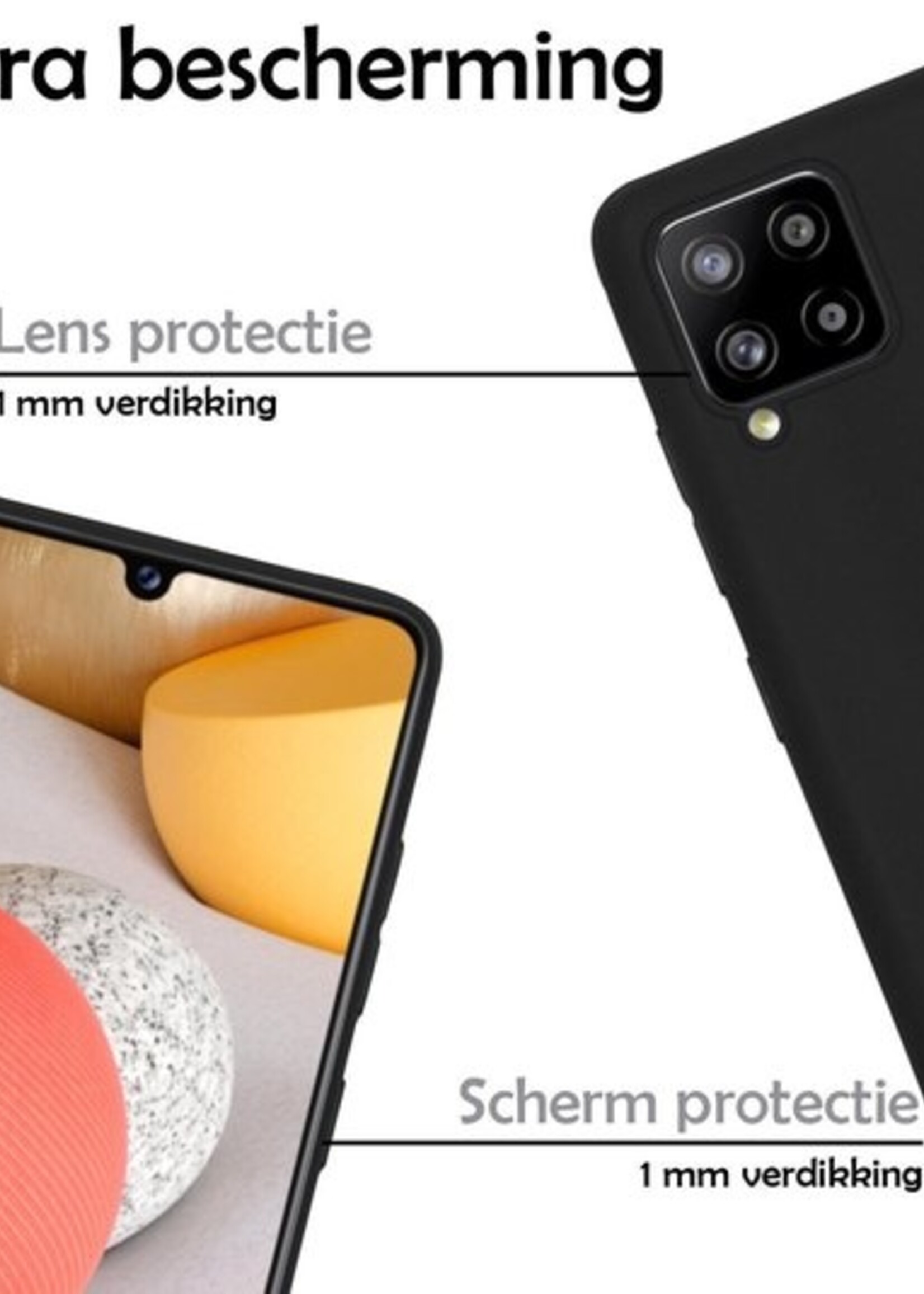 LUQ Hoesje Geschikt voor Samsung A42 Hoesje Siliconen Case - Hoes Geschikt voor Samsung Galaxy A42 Hoes Siliconen - Zwart