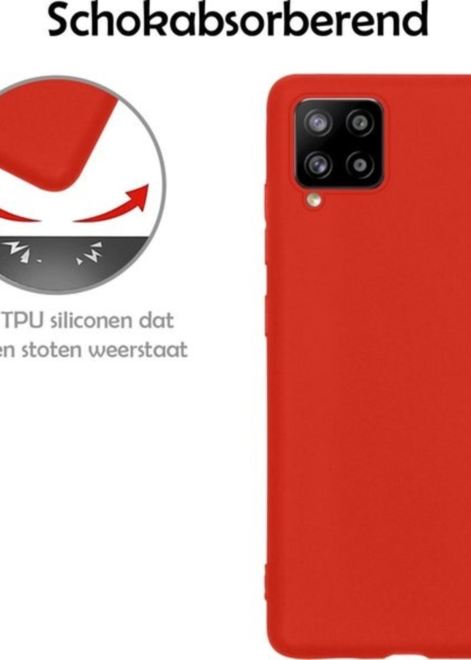 LUQ Hoesje Geschikt voor Samsung A42 Hoesje Siliconen Case - Hoes Geschikt voor Samsung Galaxy A42 Hoes Siliconen - Rood