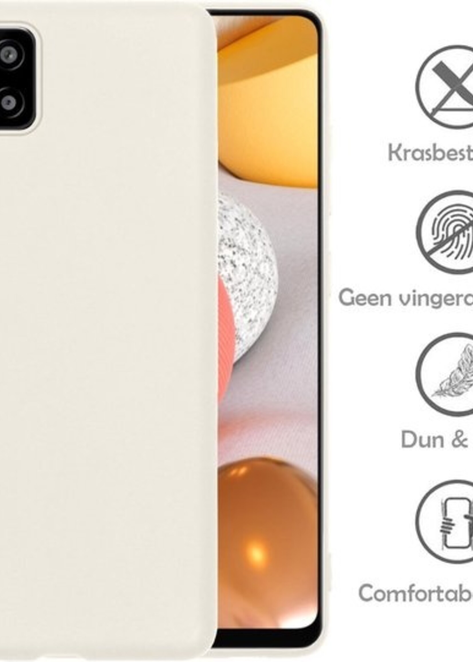 LUQ Hoesje Geschikt voor Samsung A42 Hoesje Siliconen Case - Hoes Geschikt voor Samsung Galaxy A42 Hoes Siliconen - Wit
