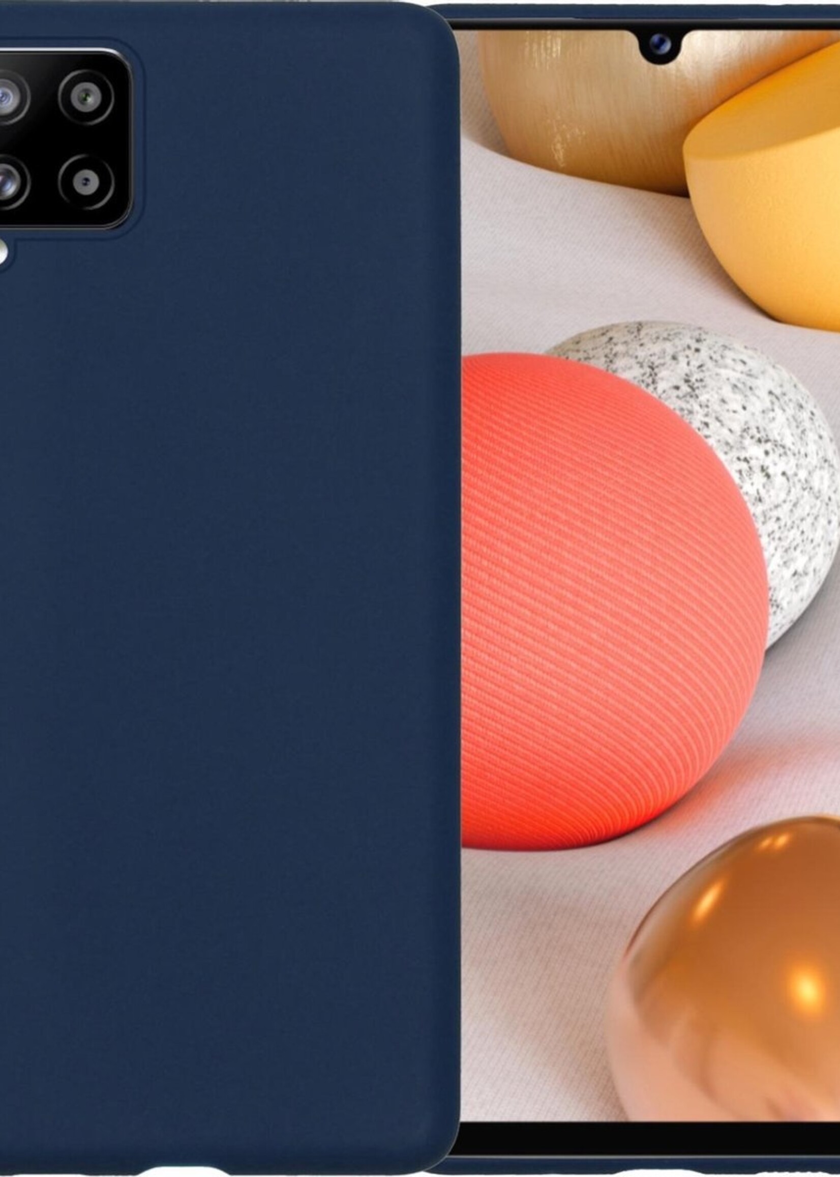 LUQ Hoesje Geschikt voor Samsung A42 Hoesje Siliconen Case - Hoes Geschikt voor Samsung Galaxy A42 Hoes Siliconen - Donkerblauw