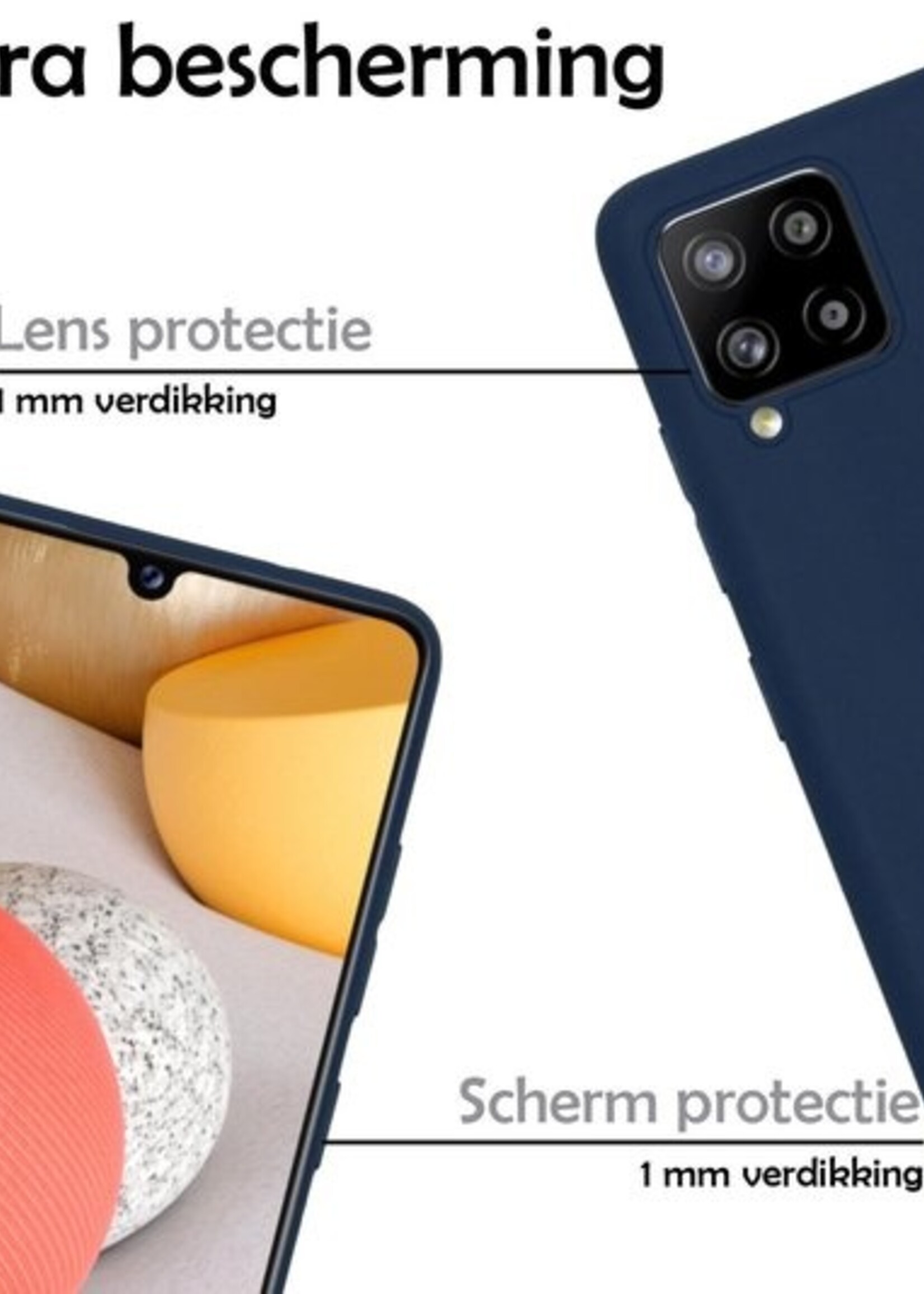 LUQ Hoesje Geschikt voor Samsung A42 Hoesje Siliconen Case - Hoes Geschikt voor Samsung Galaxy A42 Hoes Siliconen - Donkerblauw