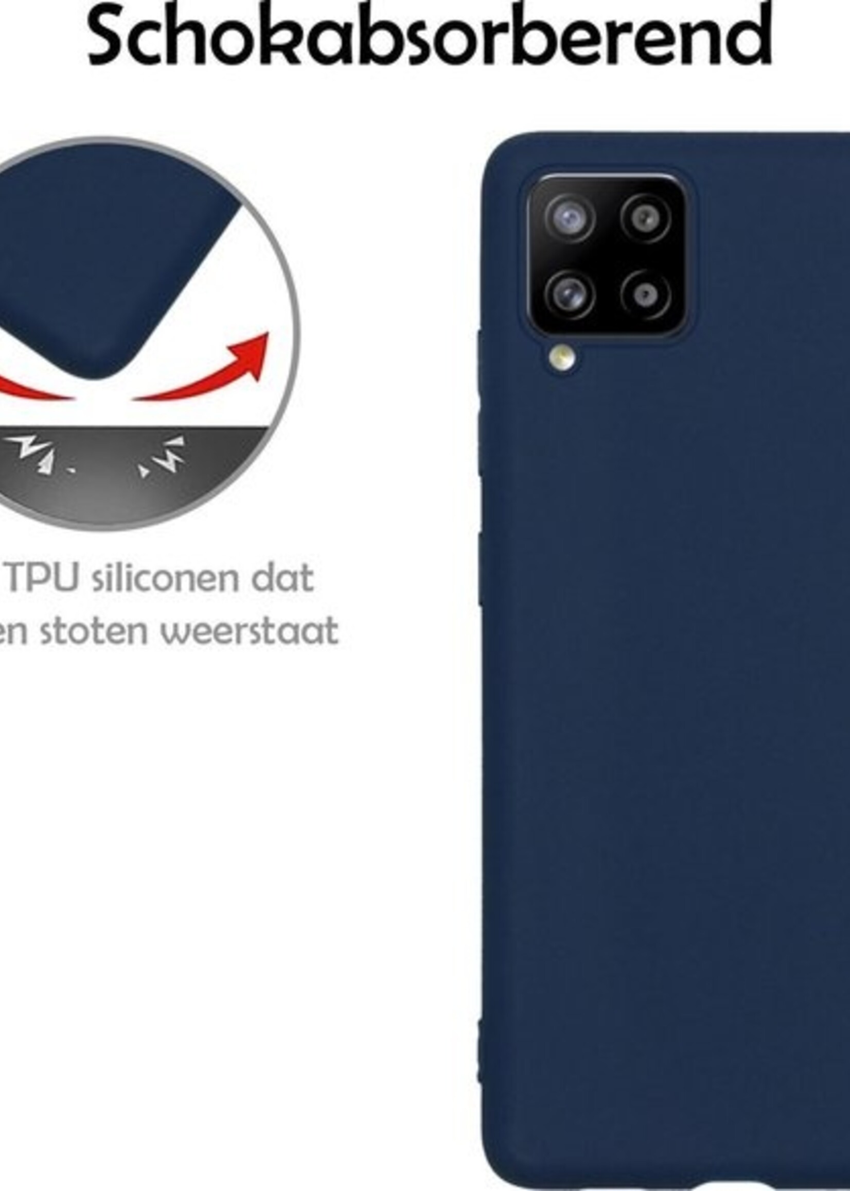LUQ Hoesje Geschikt voor Samsung A42 Hoesje Siliconen Case - Hoes Geschikt voor Samsung Galaxy A42 Hoes Siliconen - Donkerblauw
