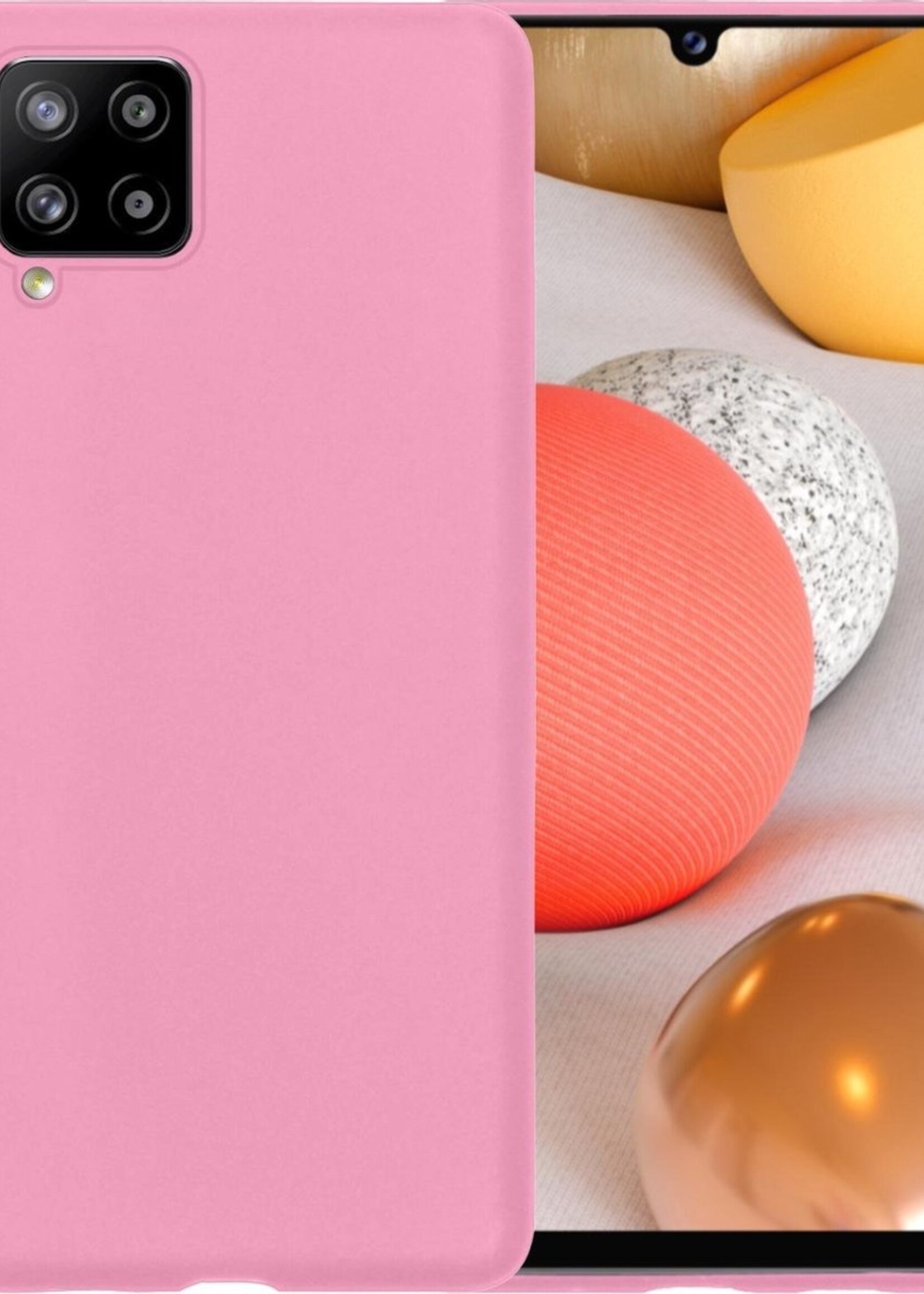 LUQ Hoesje Geschikt voor Samsung A42 Hoesje Siliconen Case - Hoes Geschikt voor Samsung Galaxy A42 Hoes Siliconen - Roze