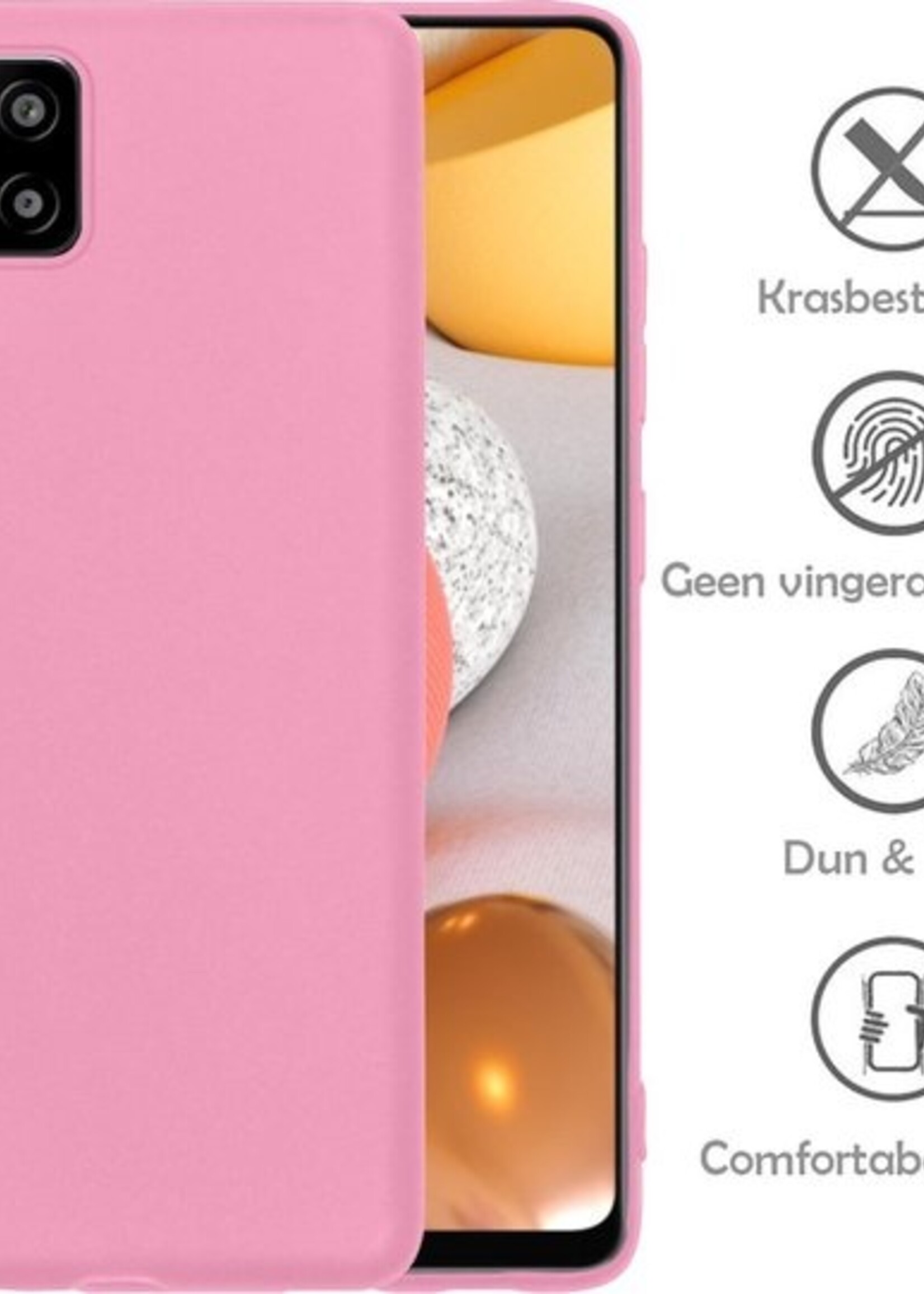LUQ Hoesje Geschikt voor Samsung A42 Hoesje Siliconen Case - Hoes Geschikt voor Samsung Galaxy A42 Hoes Siliconen - Roze