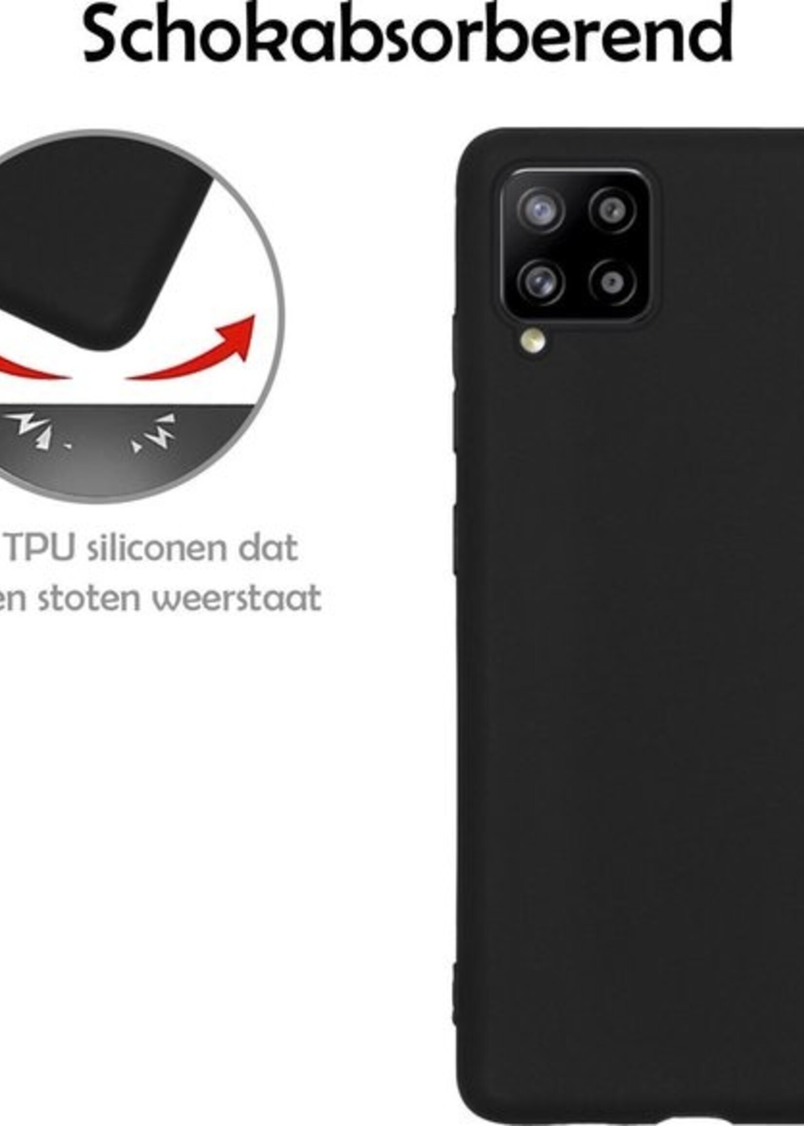 LUQ Hoesje Geschikt voor Samsung A42 Hoesje Siliconen Case - Hoes Geschikt voor Samsung Galaxy A42 Hoes Siliconen - Zwart - 2 Stuks