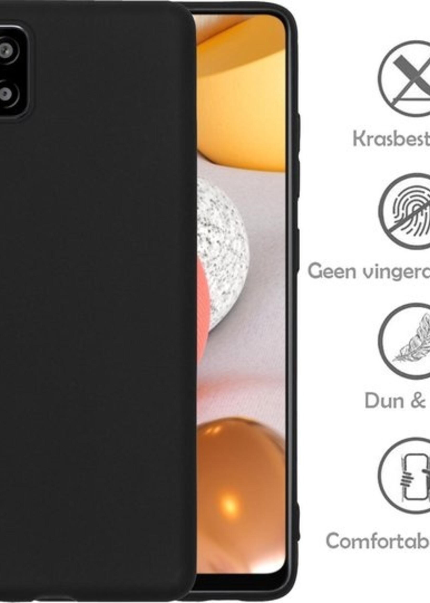 LUQ Hoesje Geschikt voor Samsung A42 Hoesje Siliconen Case - Hoes Geschikt voor Samsung Galaxy A42 Hoes Siliconen - Zwart - 2 Stuks