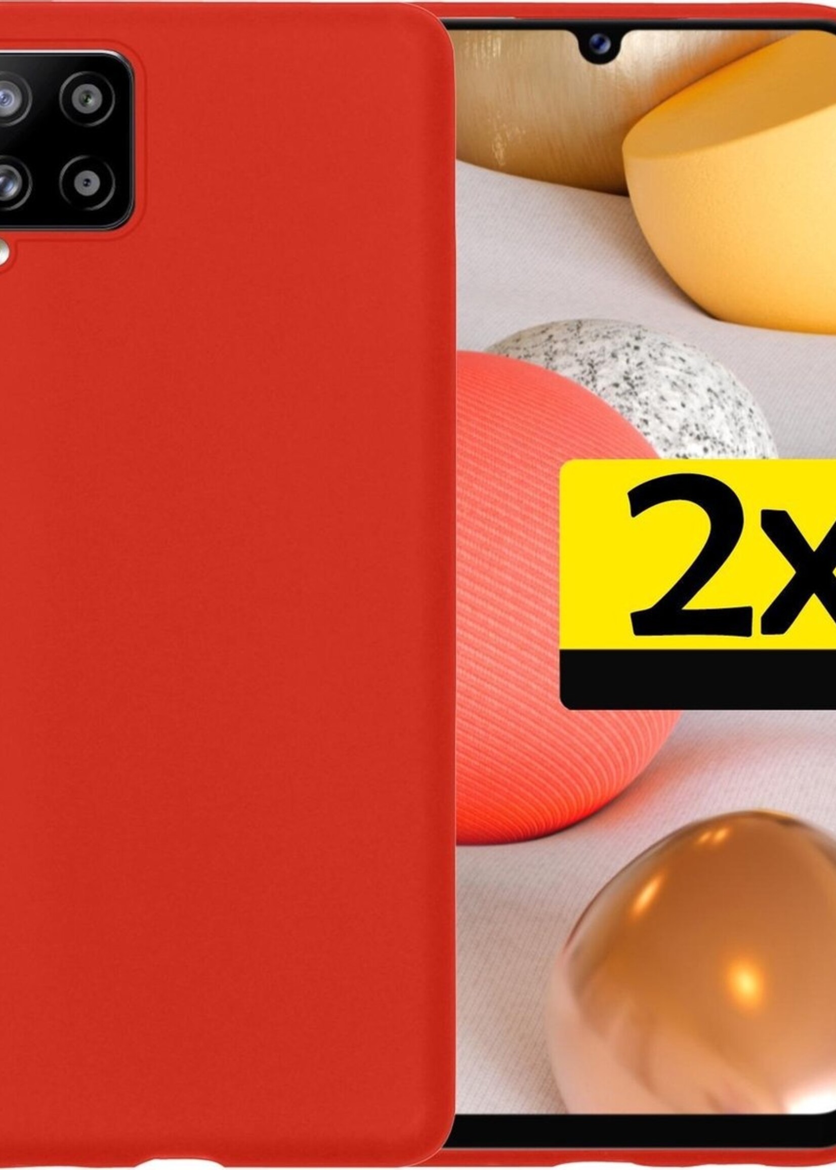 LUQ Hoesje Geschikt voor Samsung A42 Hoesje Siliconen Case - Hoes Geschikt voor Samsung Galaxy A42 Hoes Siliconen - Rood - 2 Stuks