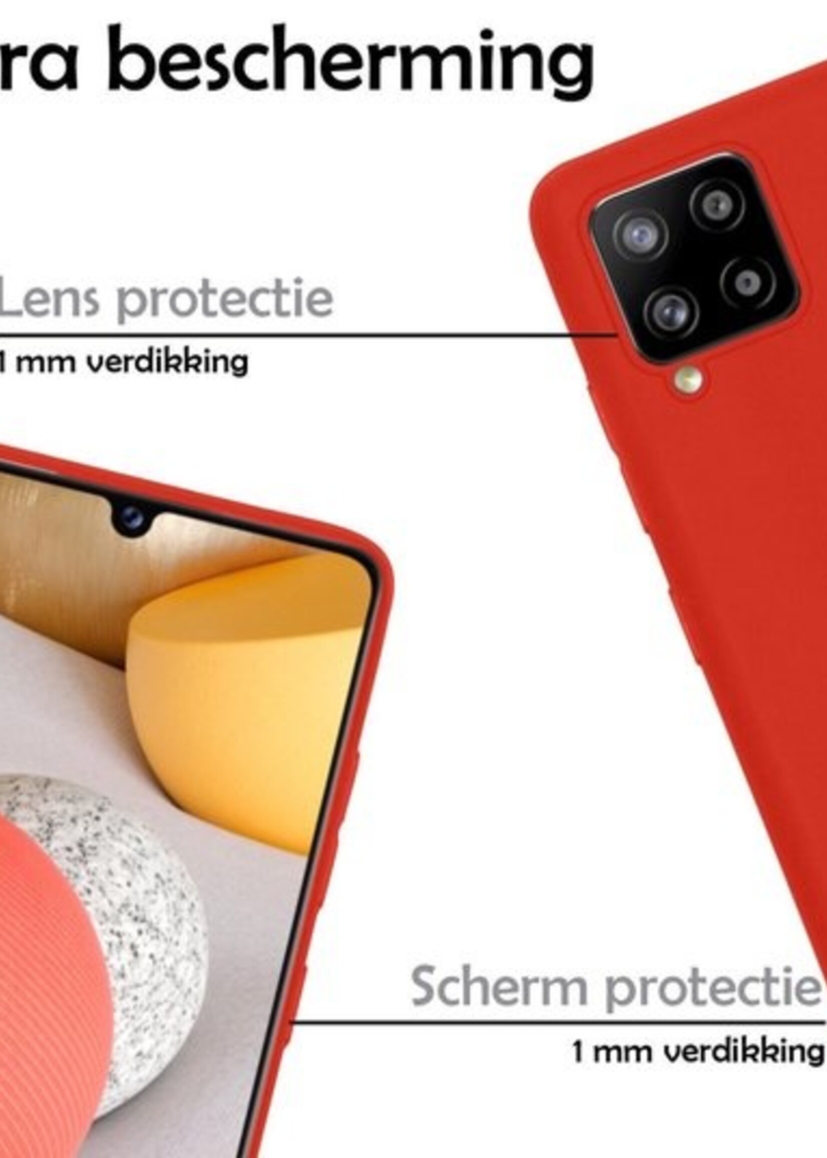 LUQ Hoesje Geschikt voor Samsung A42 Hoesje Siliconen Case - Hoes Geschikt voor Samsung Galaxy A42 Hoes Siliconen - Rood - 2 Stuks