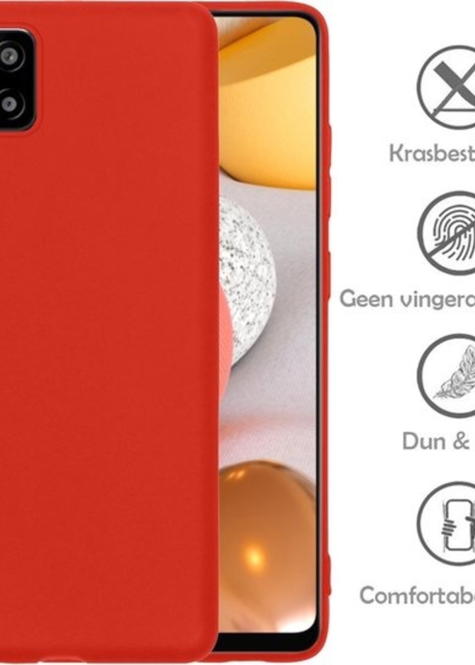 LUQ Hoesje Geschikt voor Samsung A42 Hoesje Siliconen Case - Hoes Geschikt voor Samsung Galaxy A42 Hoes Siliconen - Rood - 2 Stuks