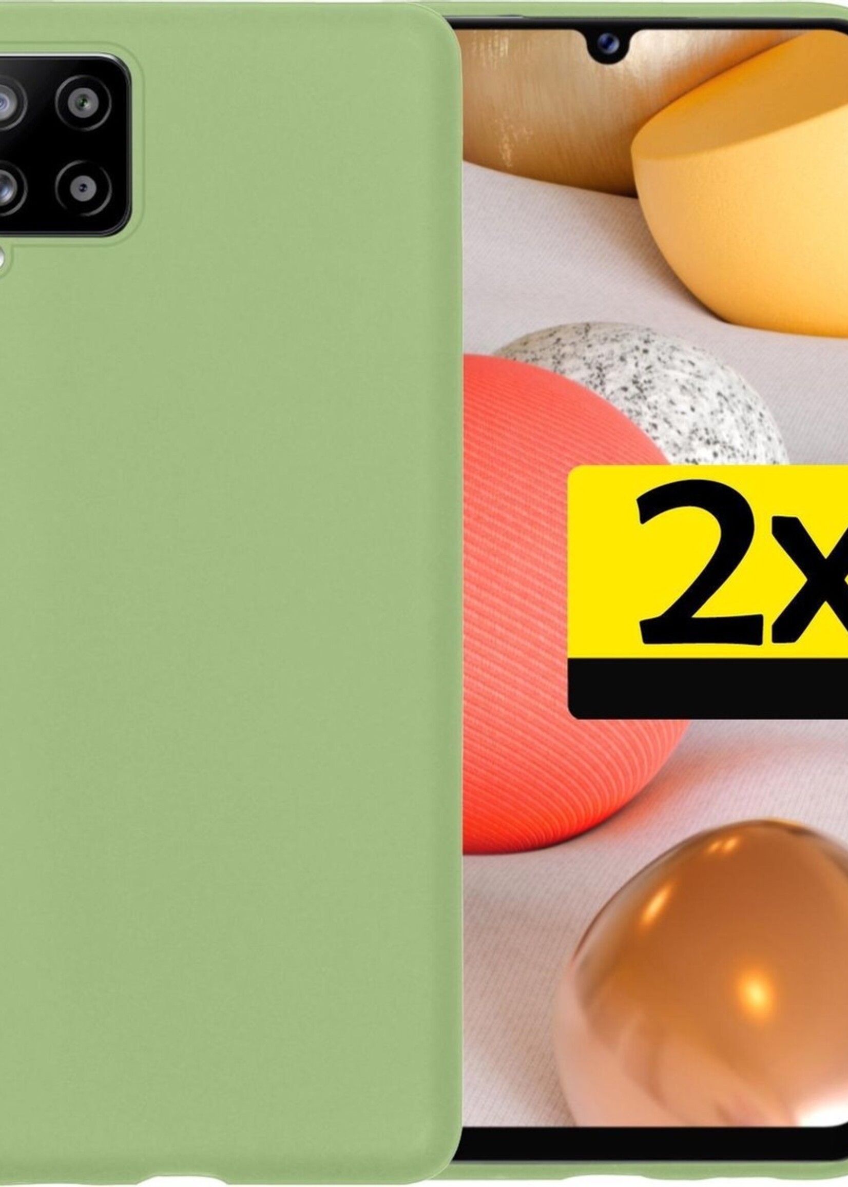 LUQ Hoesje Geschikt voor Samsung A42 Hoesje Siliconen Case - Hoes Geschikt voor Samsung Galaxy A42 Hoes Siliconen - Groen - 2 Stuks