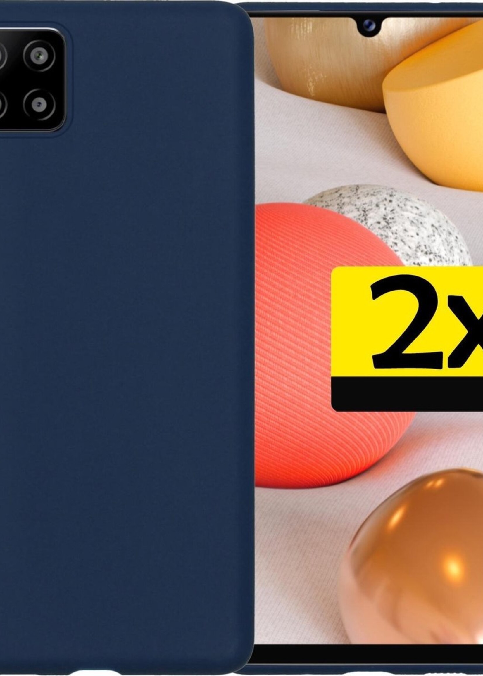 LUQ Hoesje Geschikt voor Samsung A42 Hoesje Siliconen Case - Hoes Geschikt voor Samsung Galaxy A42 Hoes Siliconen - Donkerblauw - 2 Stuks