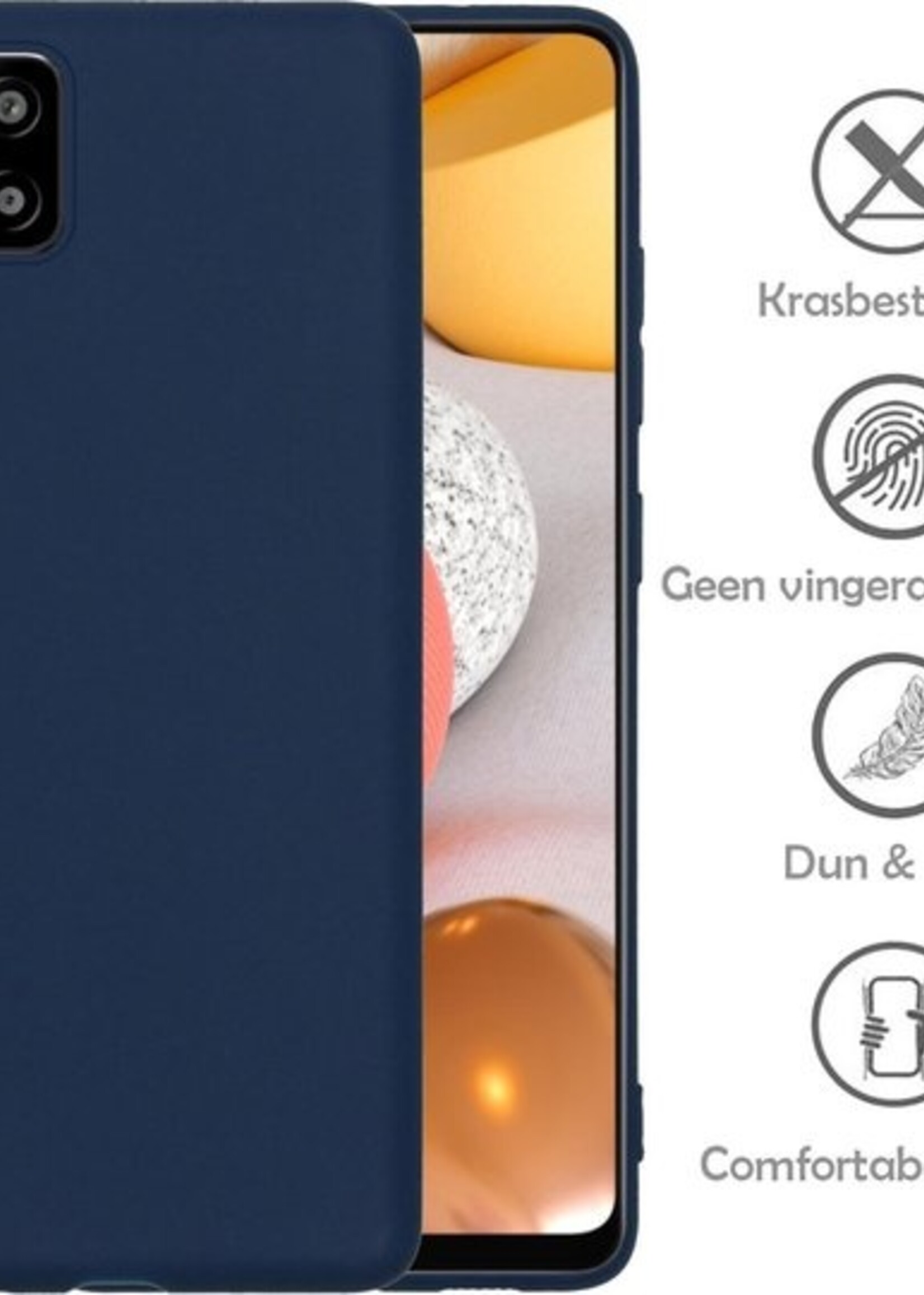 LUQ Hoesje Geschikt voor Samsung A42 Hoesje Siliconen Case - Hoes Geschikt voor Samsung Galaxy A42 Hoes Siliconen - Donkerblauw - 2 Stuks