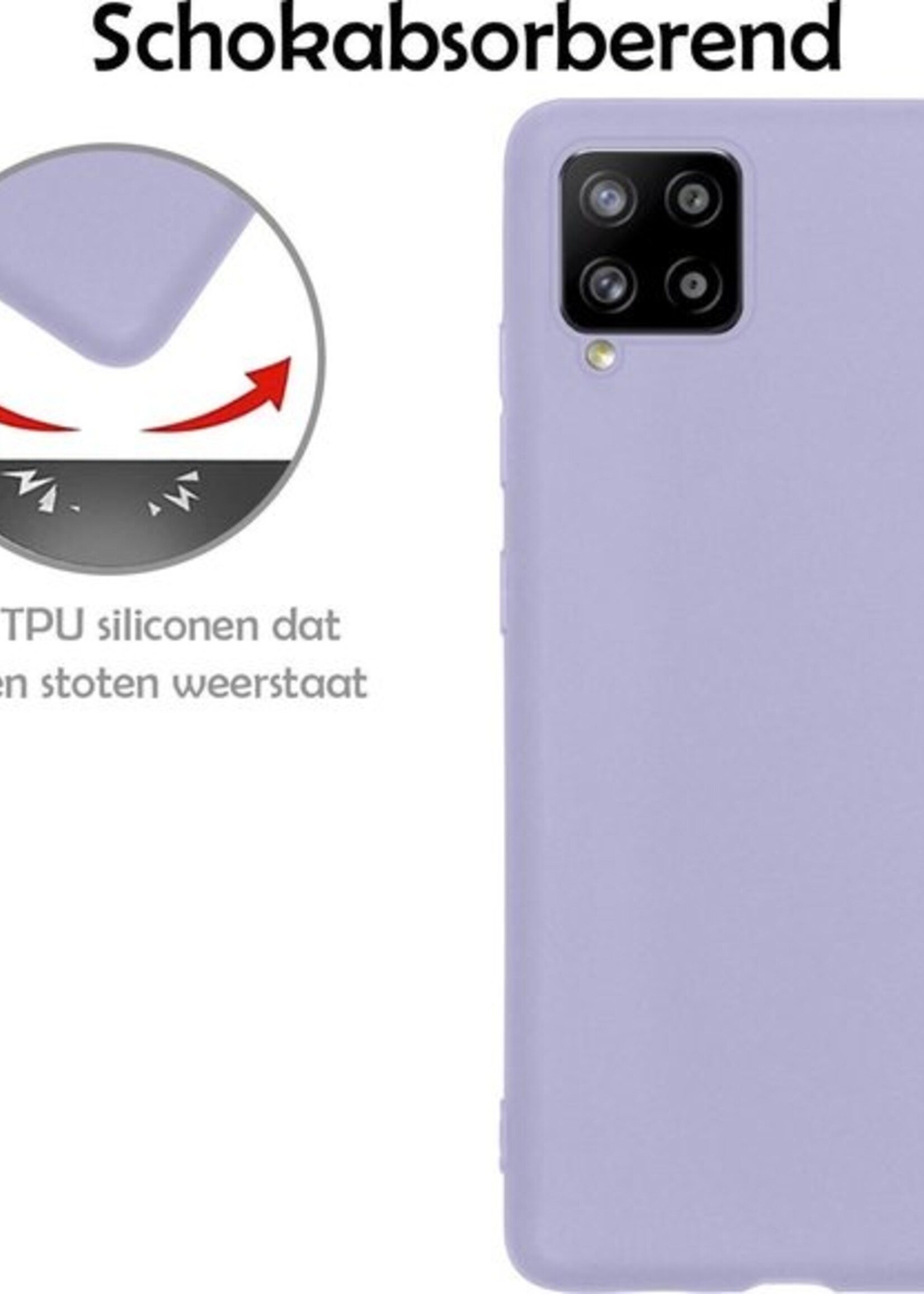 LUQ Hoesje Geschikt voor Samsung A42 Hoesje Siliconen Case - Hoes Geschikt voor Samsung Galaxy A42 Hoes Siliconen - Lila - 2 Stuks