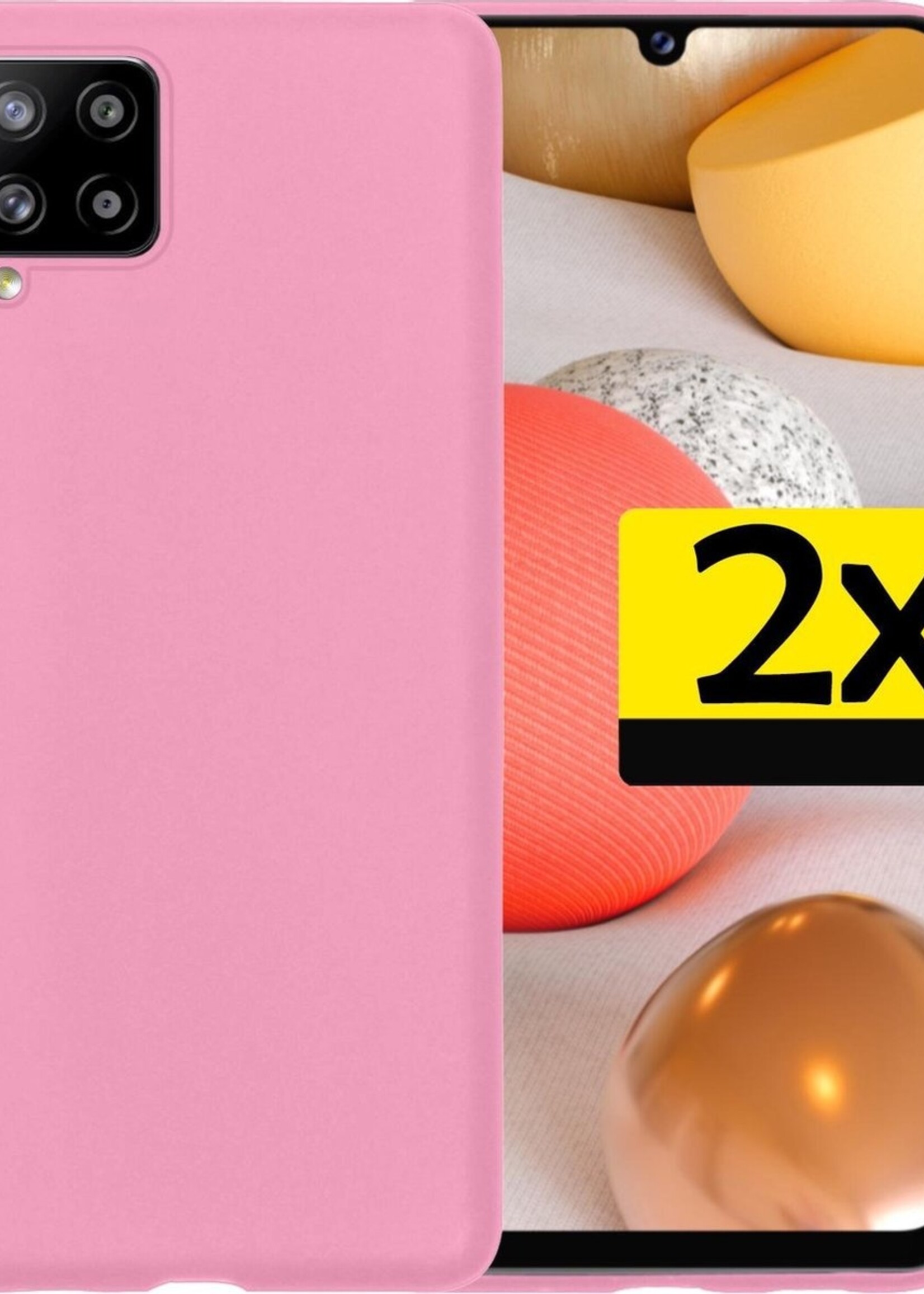 LUQ Hoesje Geschikt voor Samsung A42 Hoesje Siliconen Case - Hoes Geschikt voor Samsung Galaxy A42 Hoes Siliconen - Roze - 2 Stuks