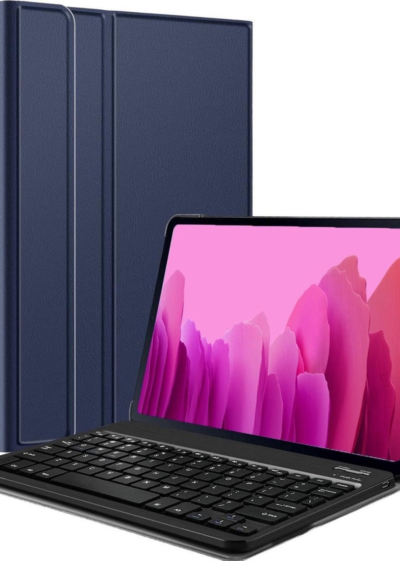 LUQ Hoes Geschikt voor Samsung Galaxy Tab A7 Hoes Keyboard Cover Toetsenbord Hoesje - Hoesje Geschikt voor Samsung Tab A7 Toetsenbord Hoes - Donkerblauw